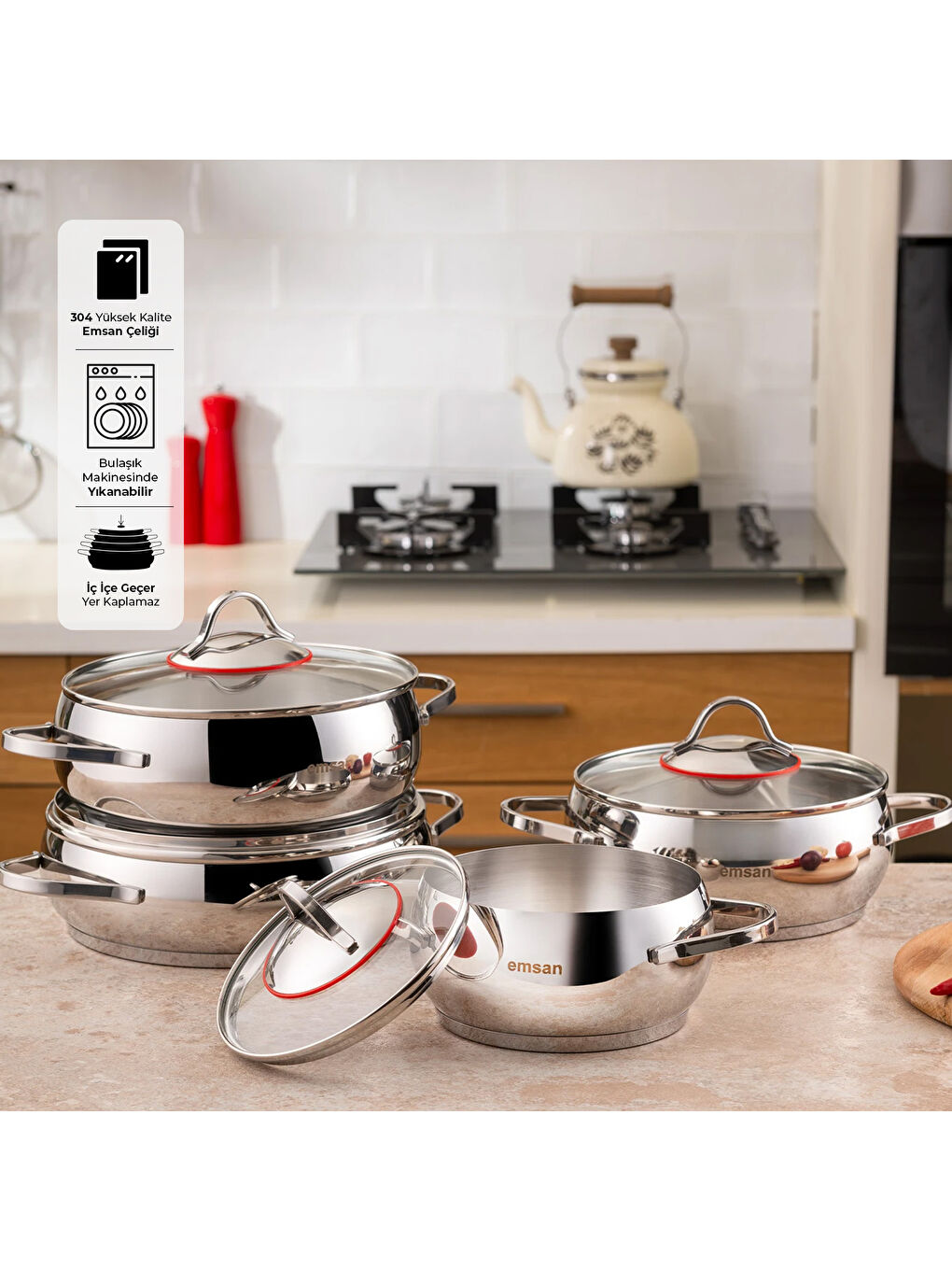 Gri Seylan Tencere Seti 8 Parça-7