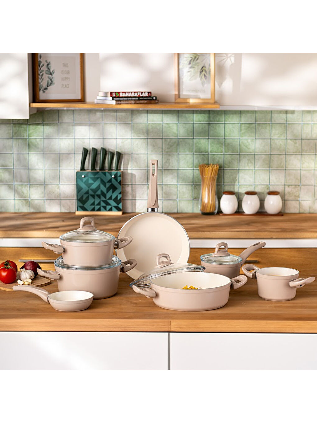Pembe Crystal 11 Parça Tencere Seti Rosegold-6