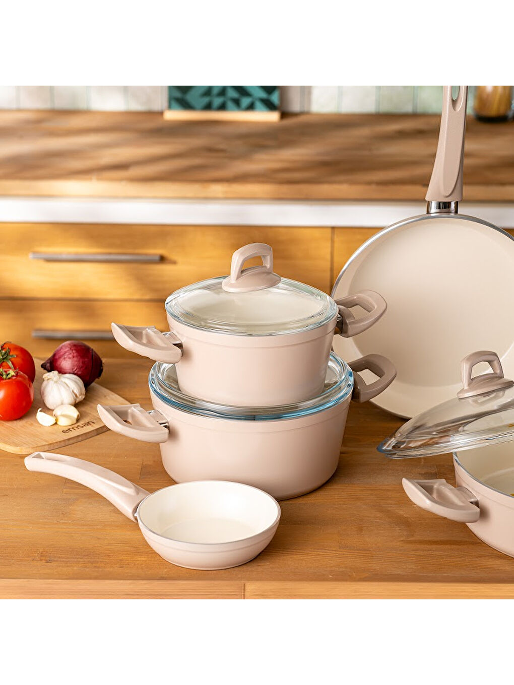 Pembe Crystal 11 Parça Tencere Seti Rosegold-7