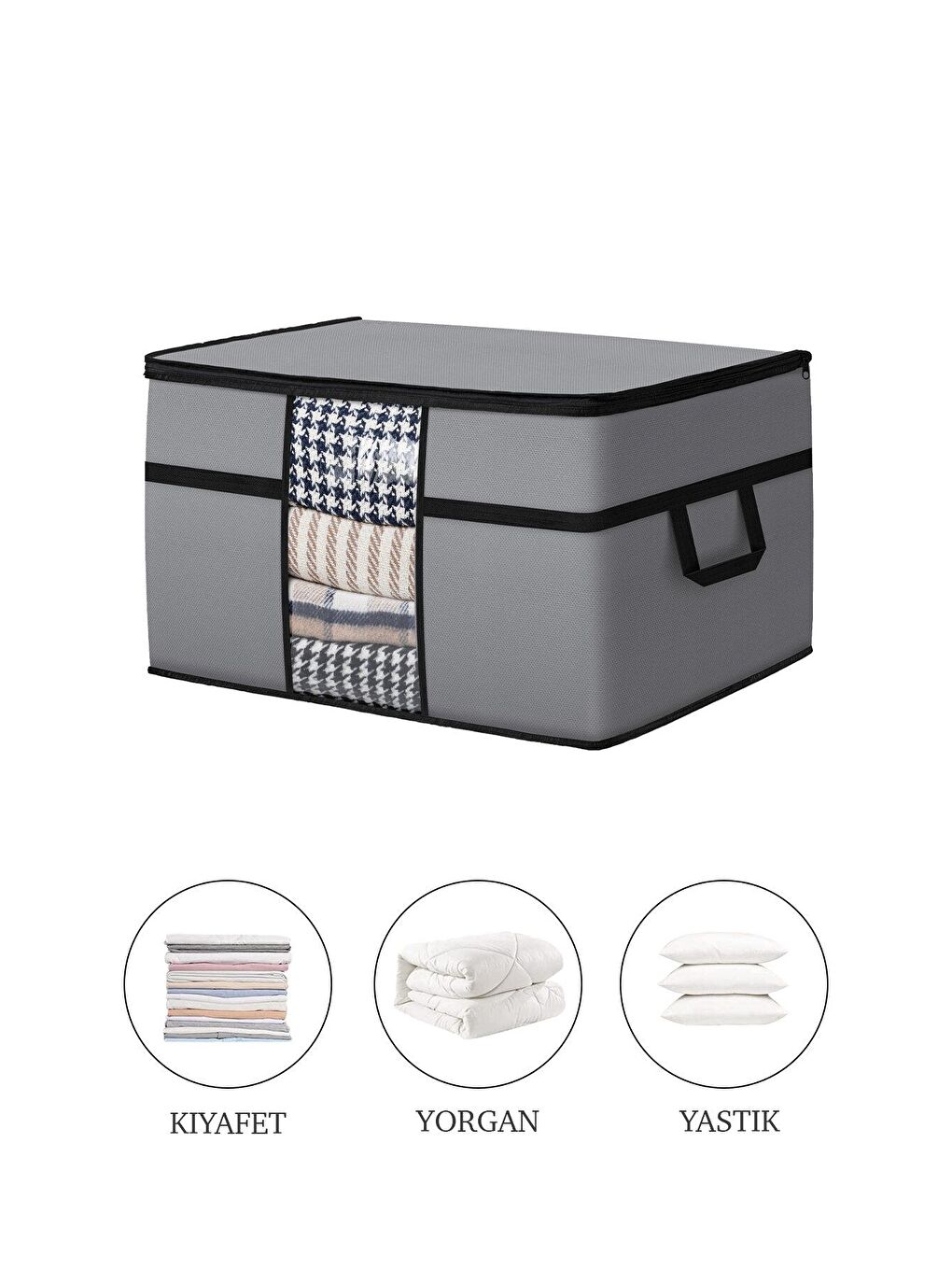 5'li Mega Boy Yorgan Hurcu 70 x 40 x 40 cm Gri-1