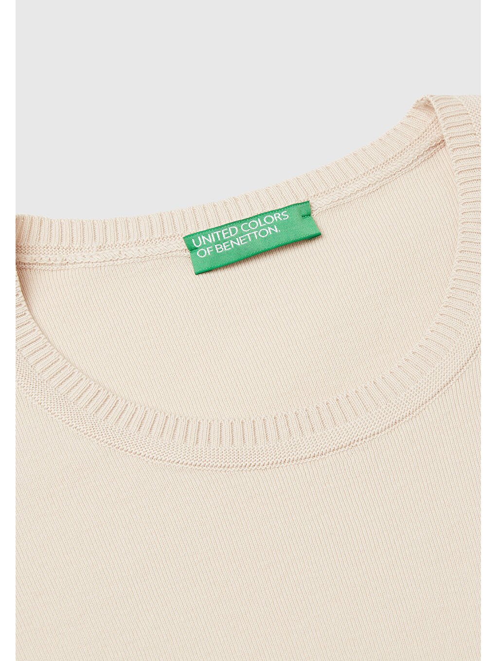 Kadın Bej 100 Pamuk Bisiklet Yaka Kısa Kollu Kazak-5