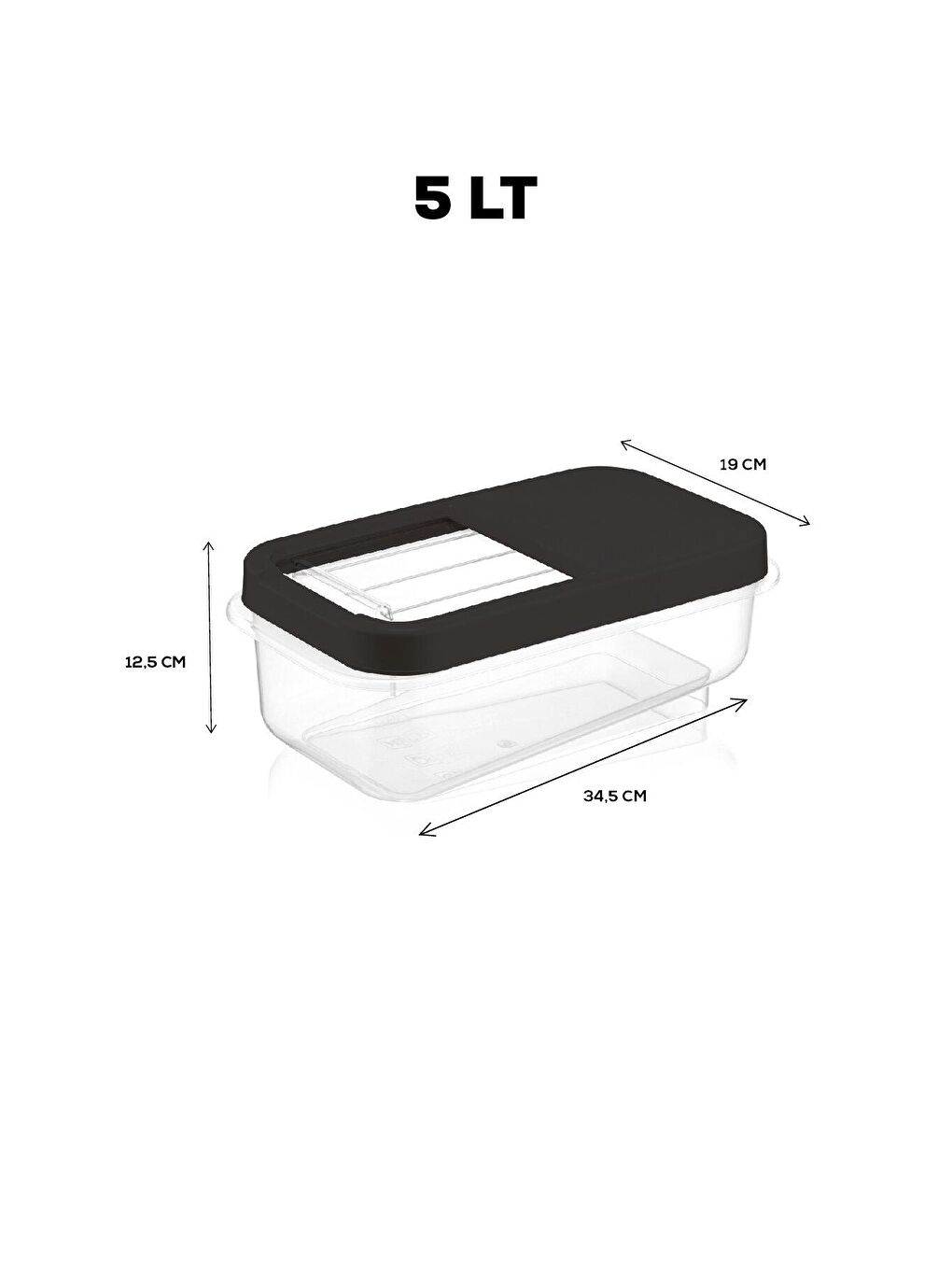 Antrasit 3'lü Set Multibox 5 lt Bakliyat Saklama Kabı-1