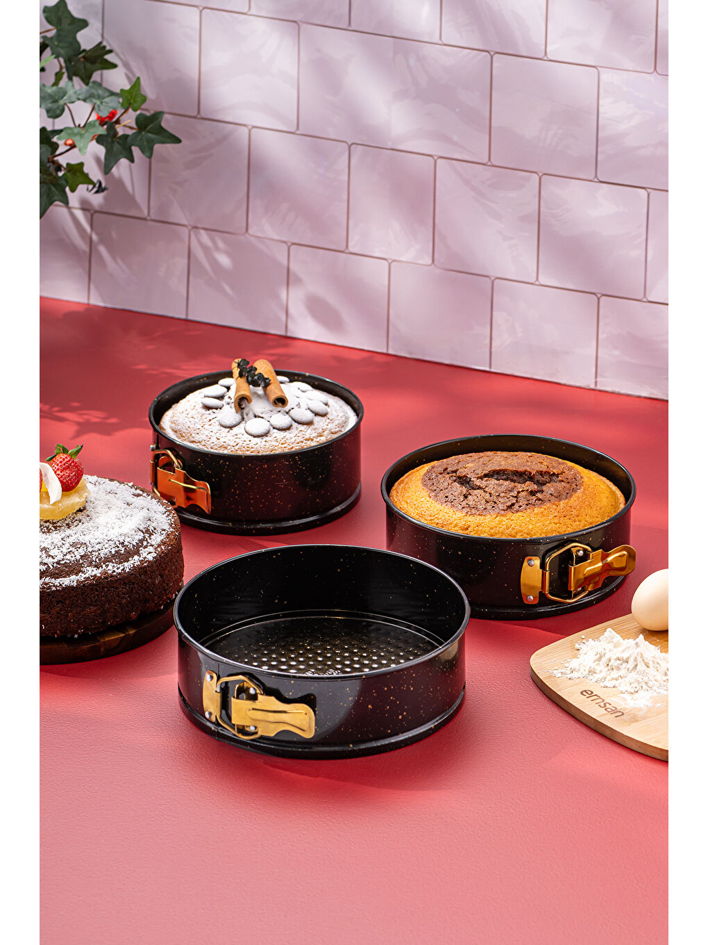 Siyah Circle 3'lü Kek Kalıbı Seti 16-18-20 cm-7