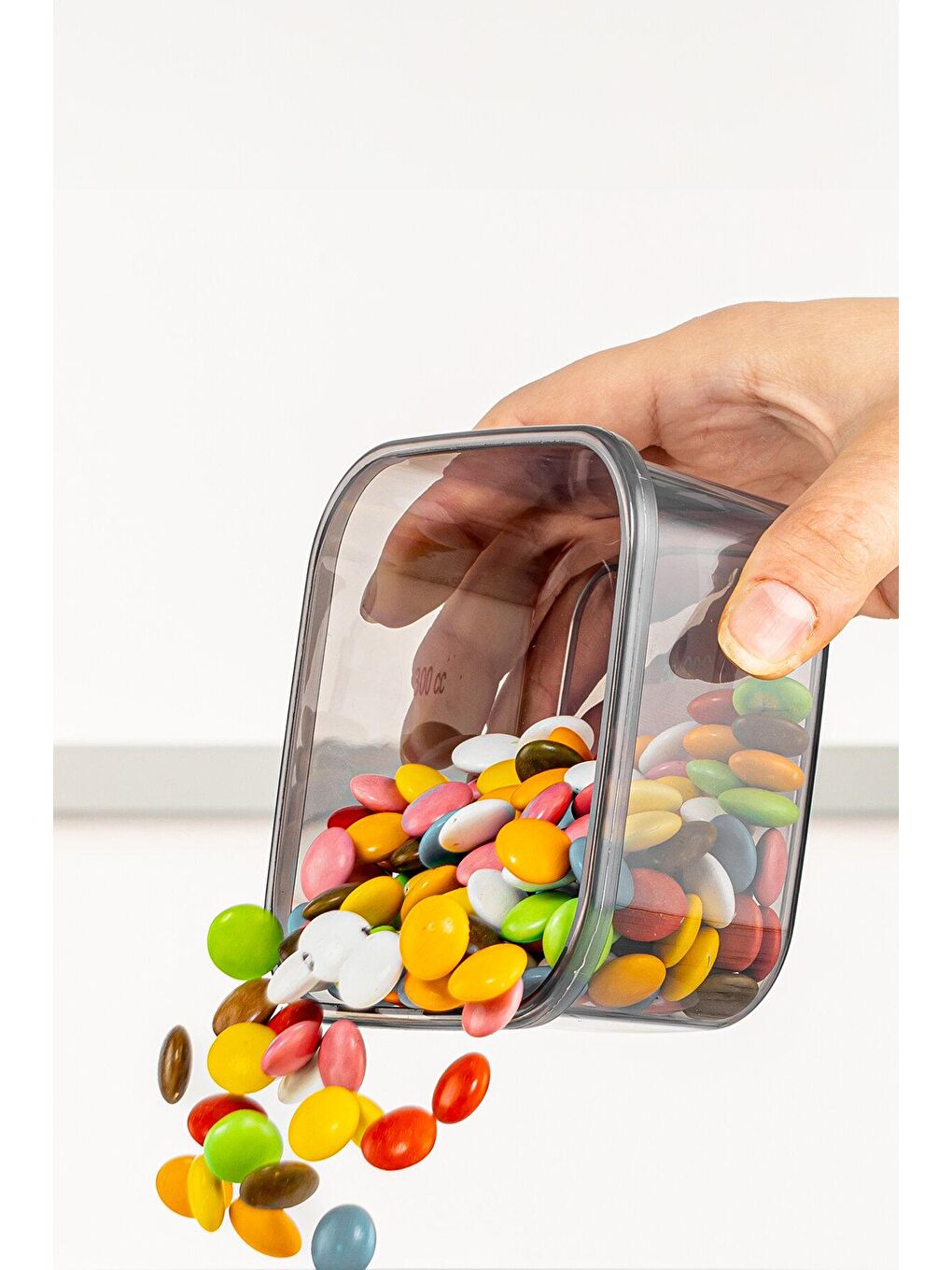 Antrasit 12'li Etiketli Kapaklı Kare Erzak Saklama Kabı Seti Baharatlık Seti 12x 300 ml-4