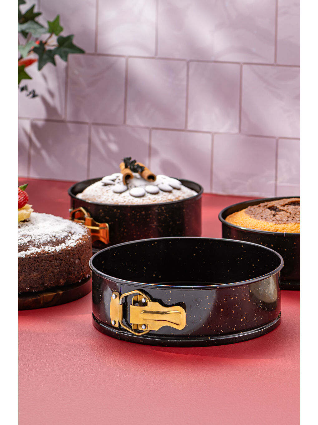 Siyah Circle 3'lü Kek Kalıbı Seti 16-18-20 cm-10