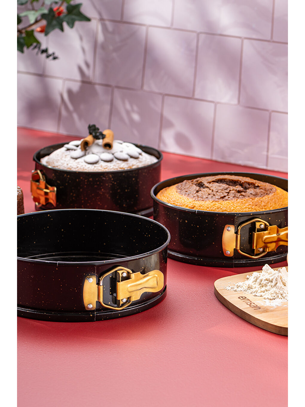 Siyah Circle 3'lü Kek Kalıbı Seti 16-18-20 cm-5