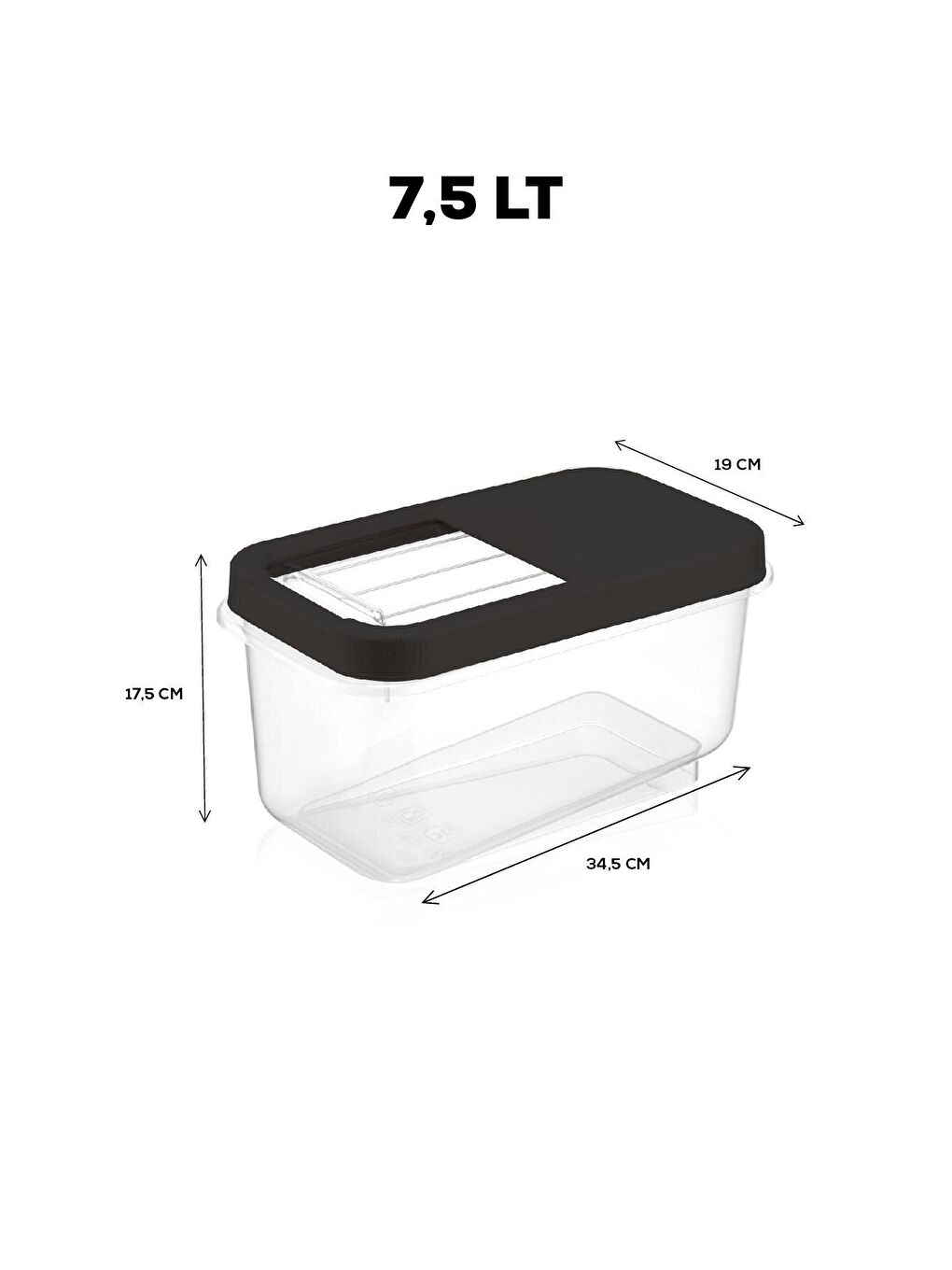 Antrasit 3'lü Set Multibox 7,5 lt Bakliyat Saklama Kabı-1