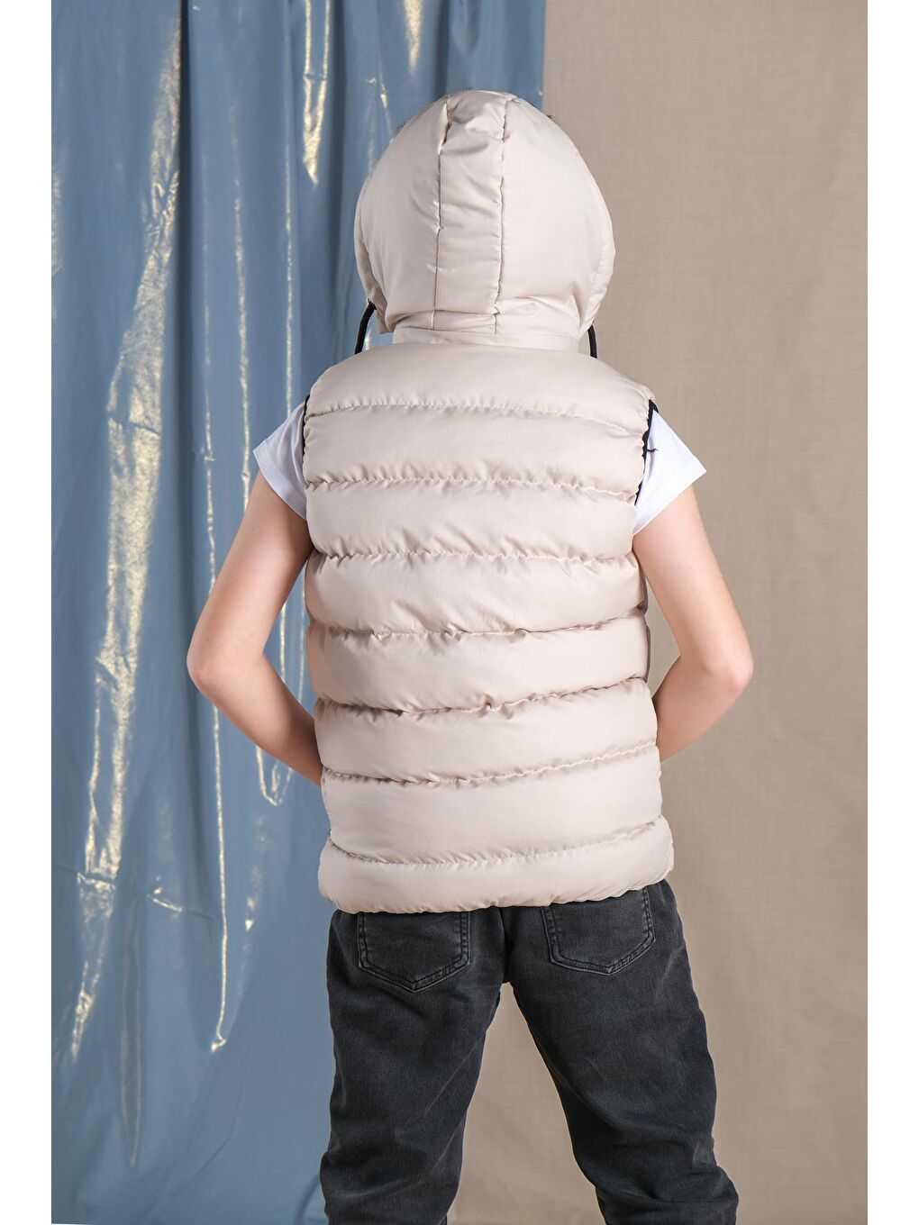 Bej Çıkarılan Kapüşonlu Erkek Çocuk Şişme Yelek-9