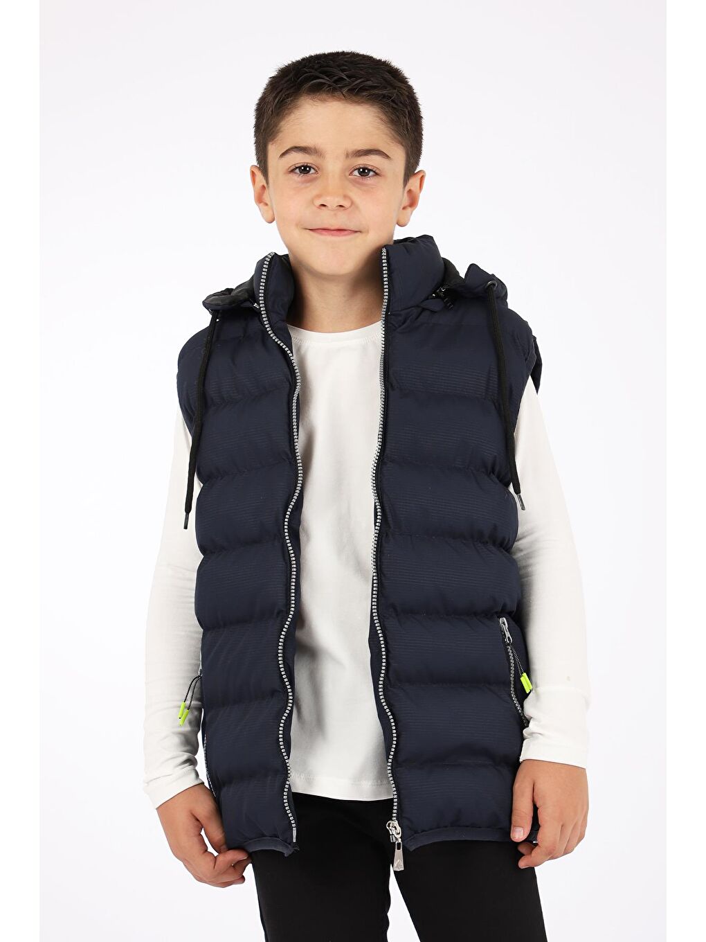 Lacivert Çıkarılan Kapüşonlu Erkek Çocuk Şişme Yelek