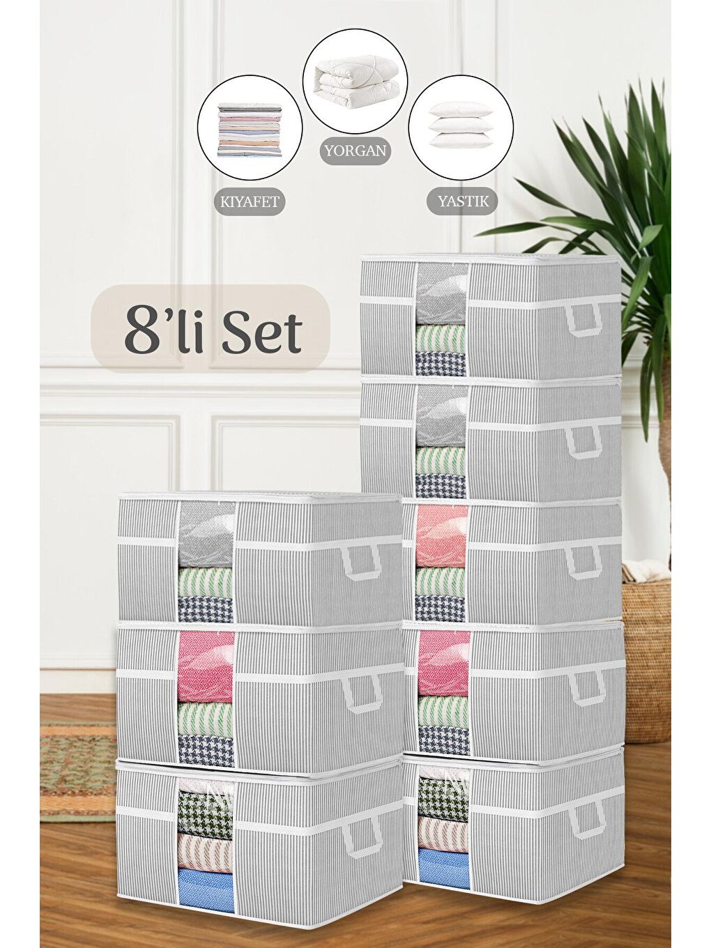 Gri 8'li Mega Boy Pencereli Yorgan Hurcu