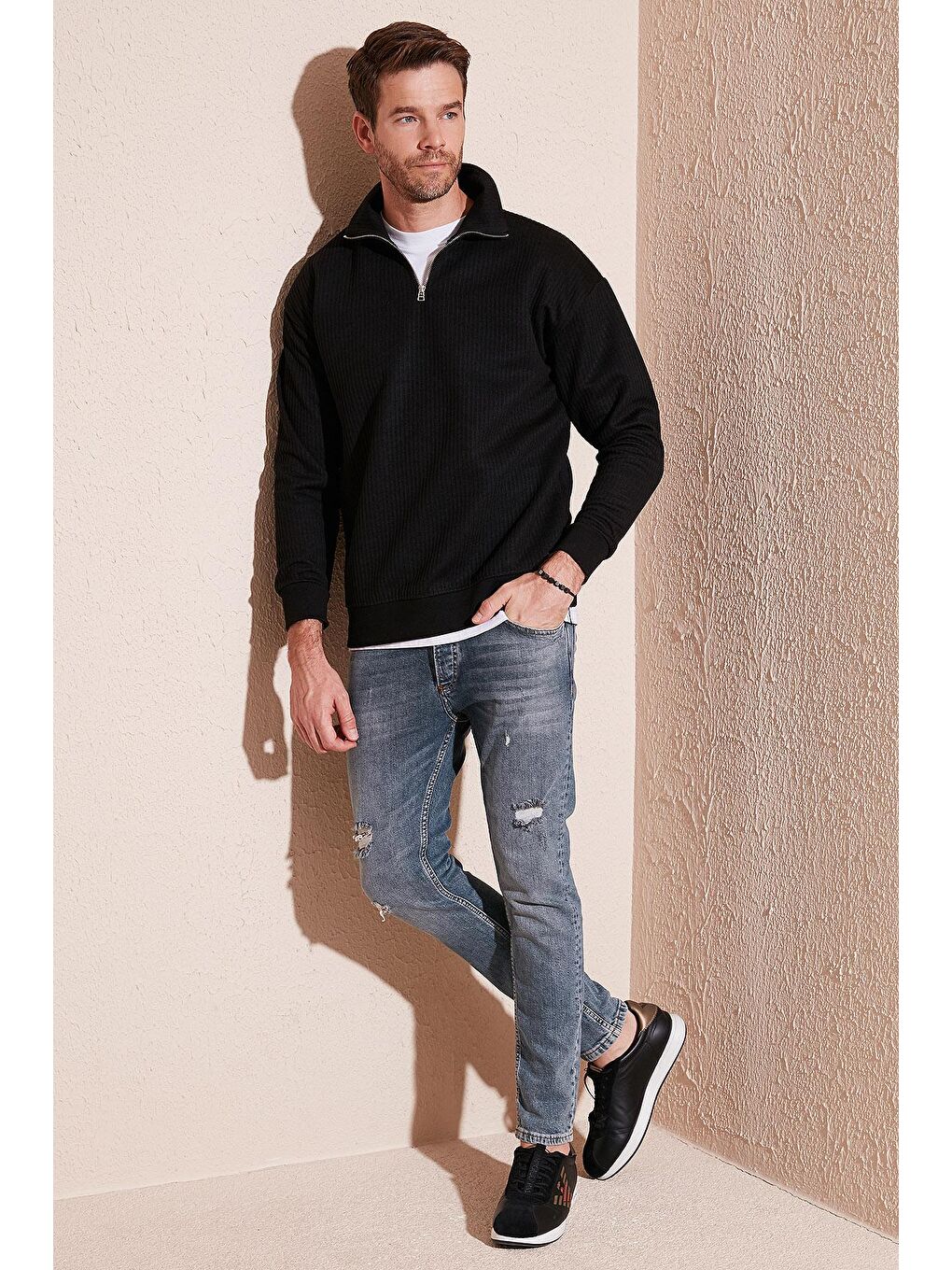 Buratti Siyah Yarım Fermuarlı Yaka Relaxed Fit Sweat 5905509 - 1