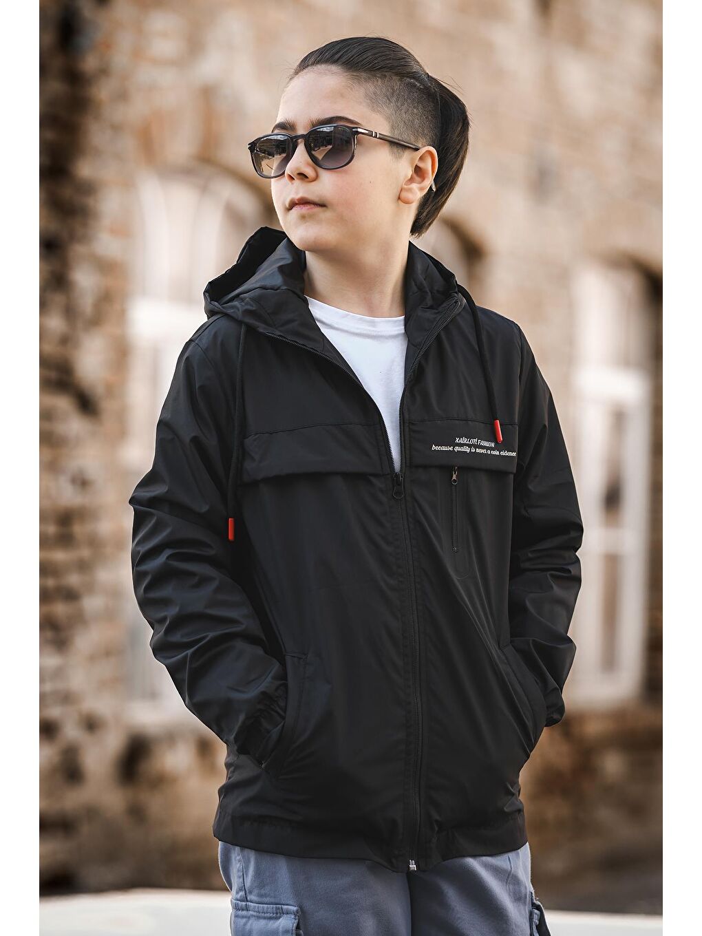 Gri Erkek Çocuk Siyah Mevsimlik Mont X.F MM.0055-3