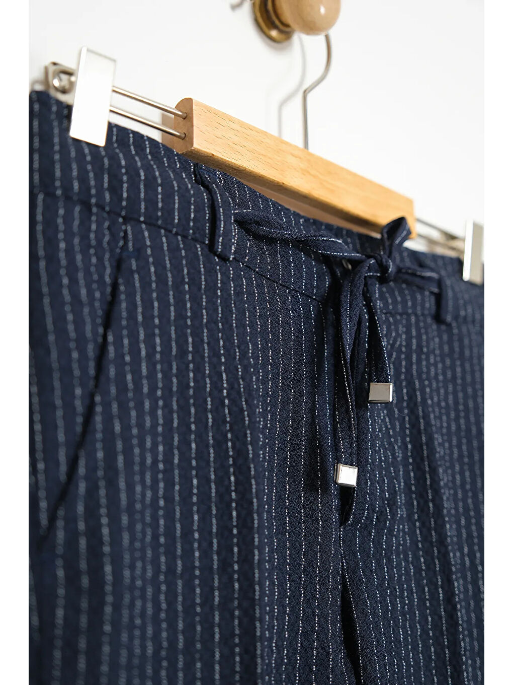 Lacivert Erkek Çocuk Çizgili Ceket Gömlek Pantolon Papyonlu Takım Elbise Te.1001y-4