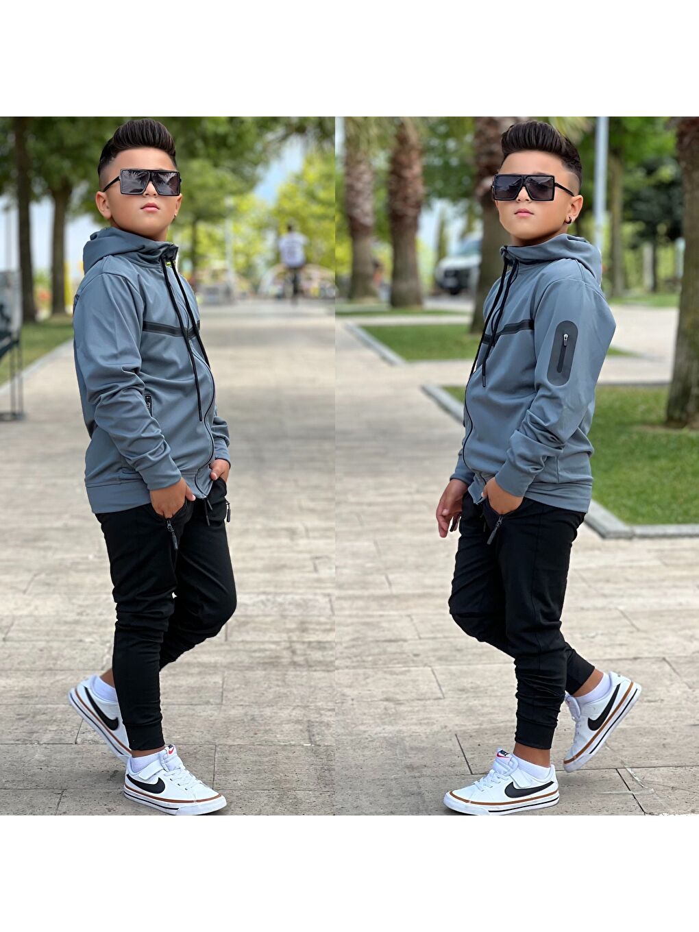 Yeşil Unısex Dalgıç Kumaş Kapüşonlu Eşofman Takımı ESF 600