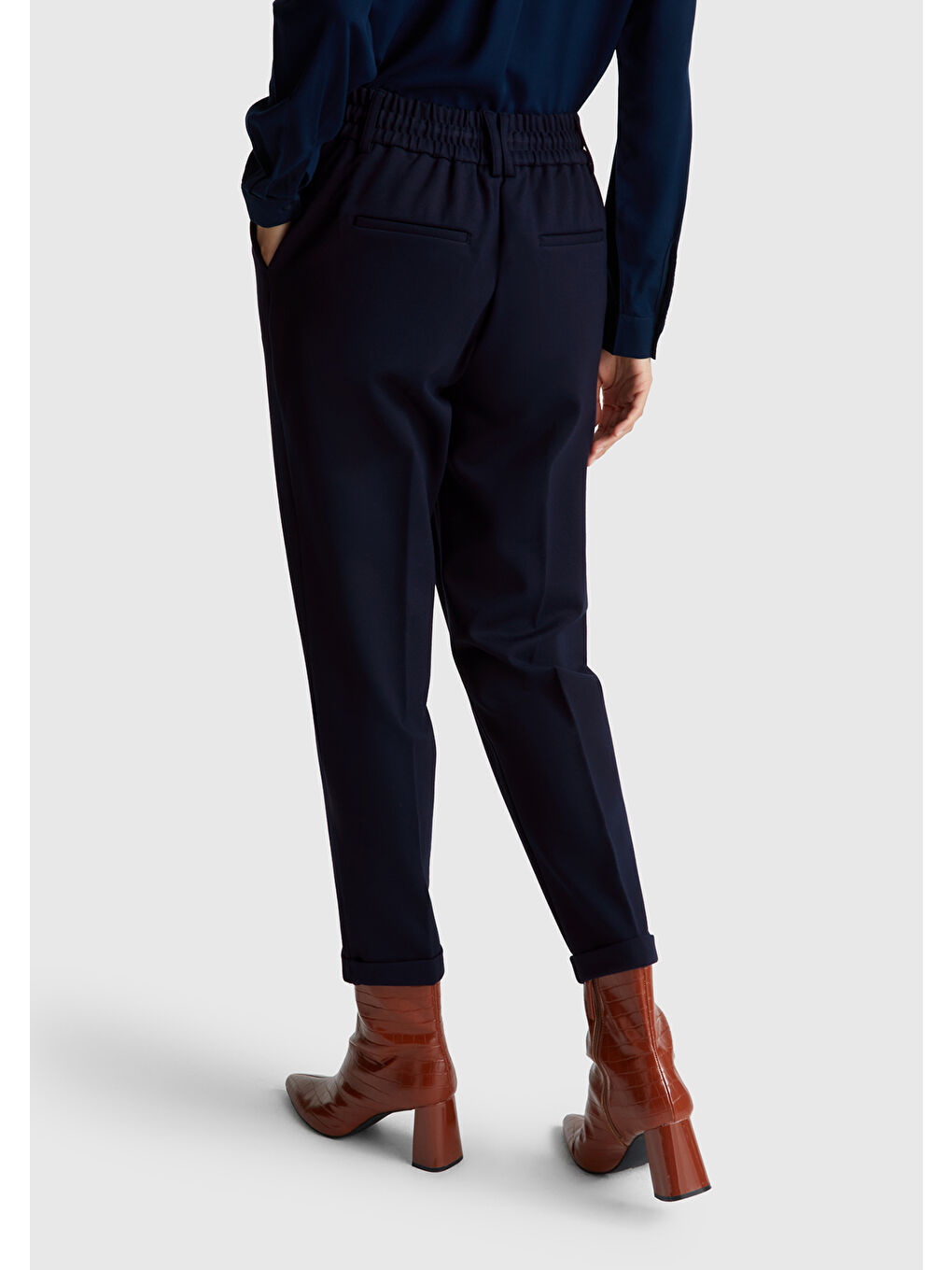 Kadın Lacivert Beli Lastikli Pantolon-2