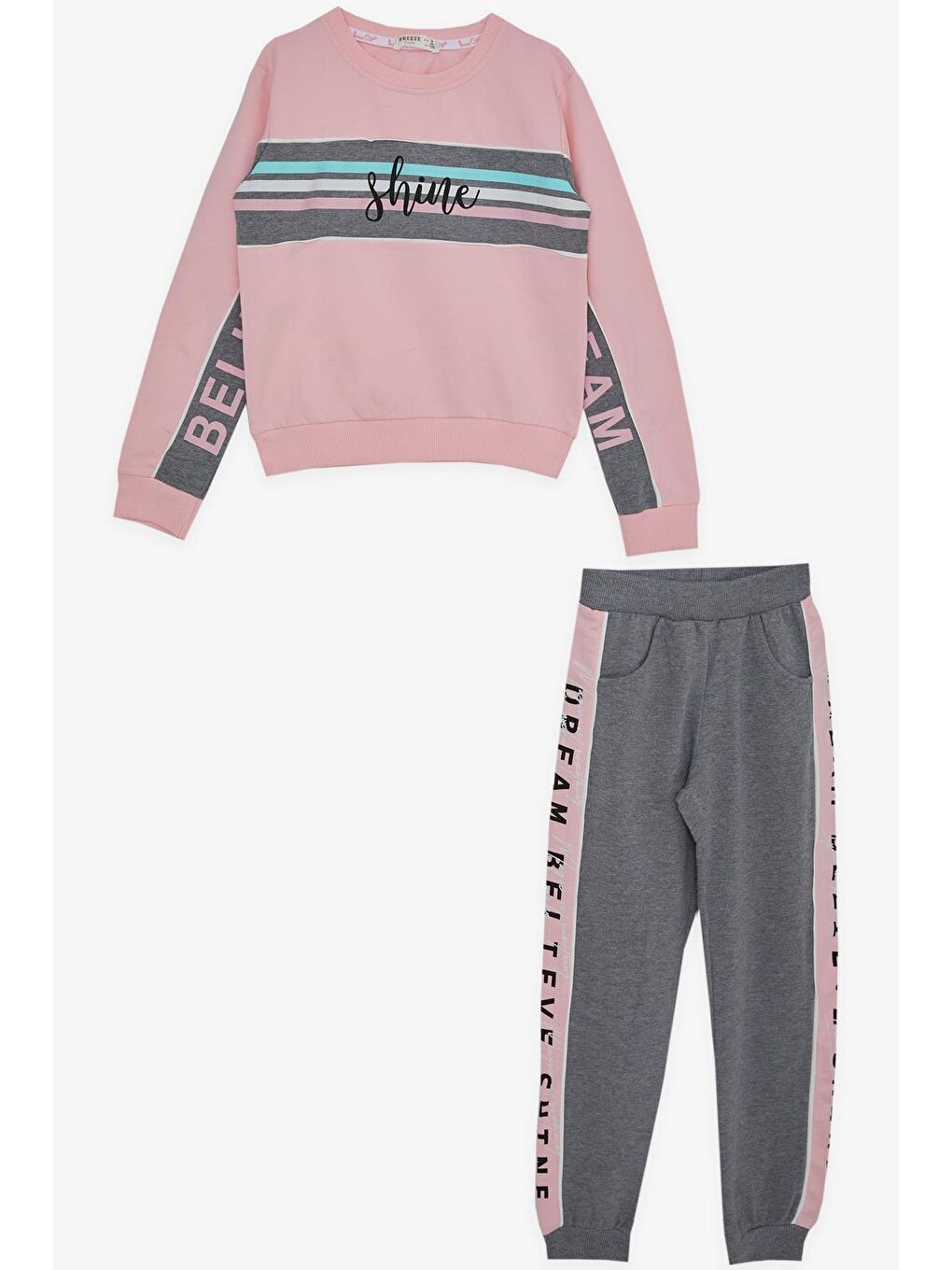 Kız Çocuk Eşofman Takımı Yazı Baskılı Pembe (6 Yaş)
