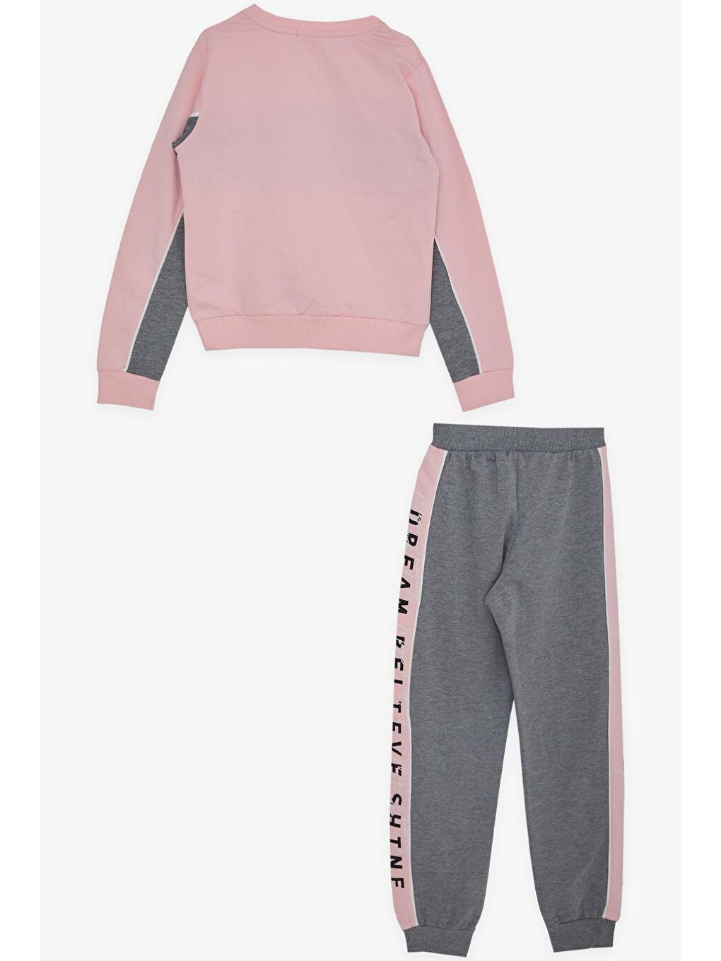 Kız Çocuk Eşofman Takımı Yazı Baskılı Pembe (6 Yaş)-1