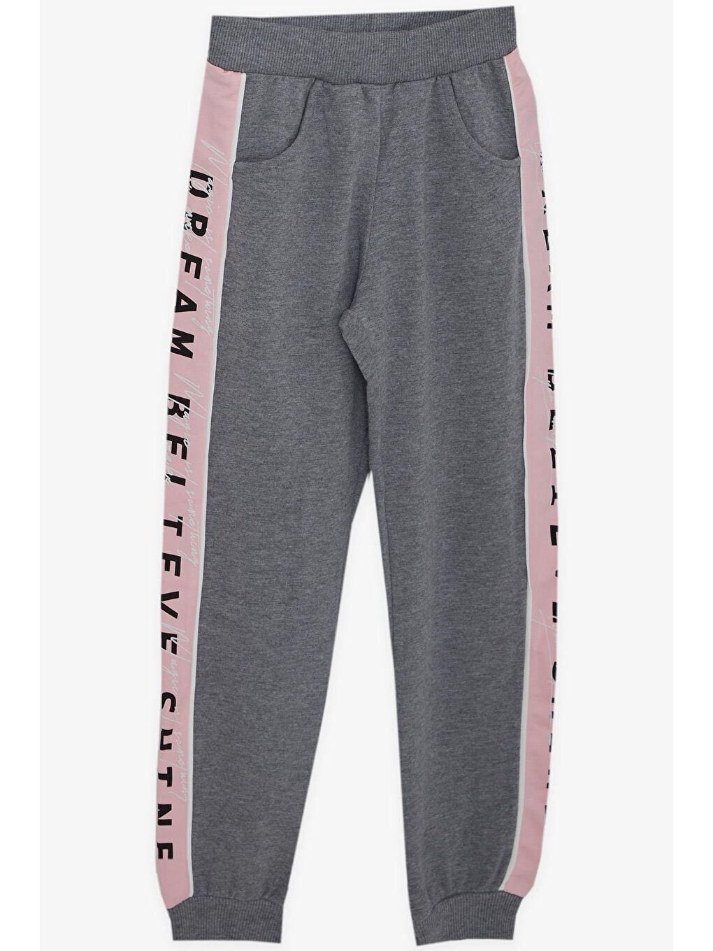 Kız Çocuk Eşofman Takımı Yazı Baskılı Pembe (6 Yaş)-3