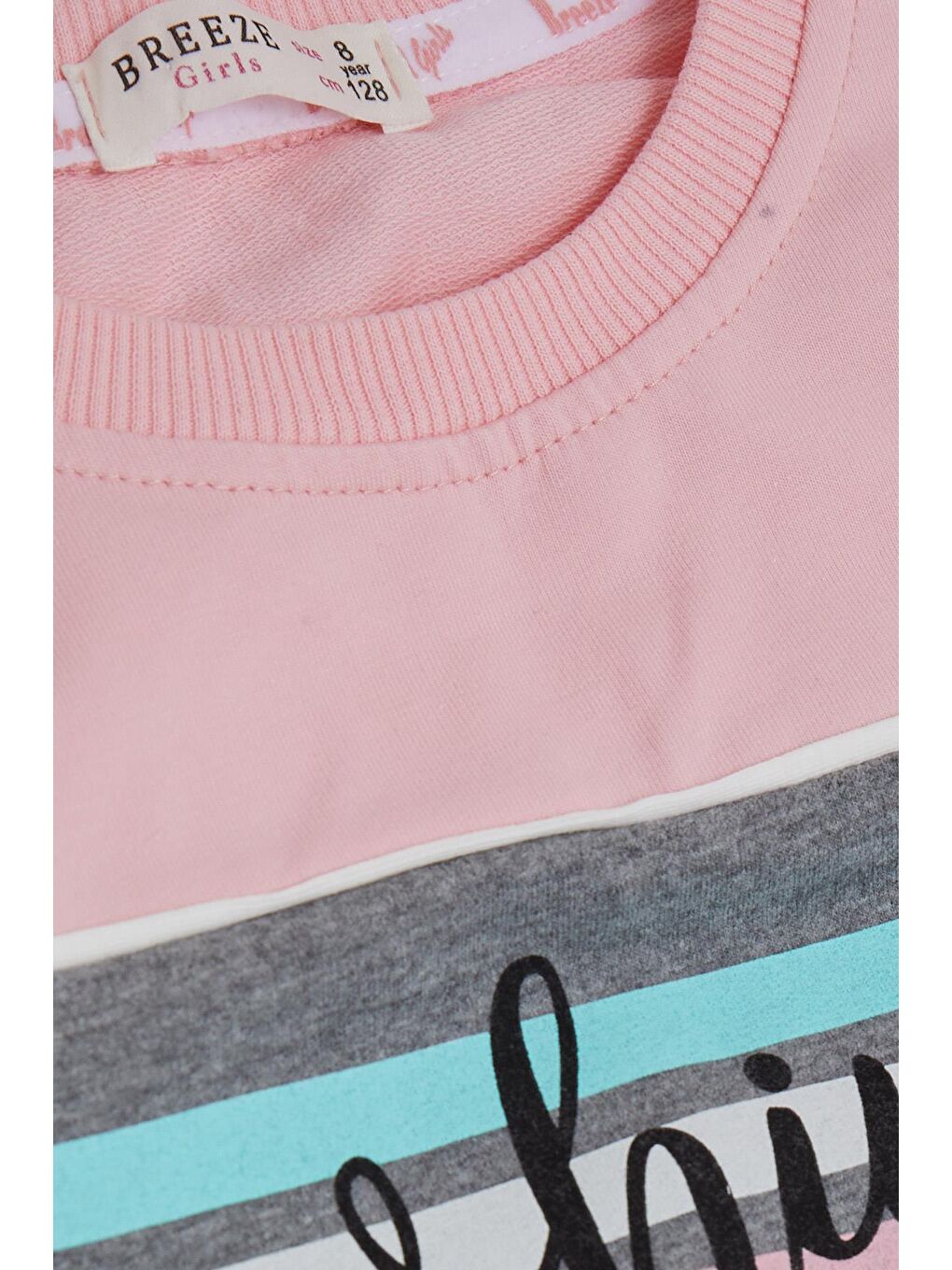 Kız Çocuk Eşofman Takımı Yazı Baskılı Pembe (6 Yaş)-4