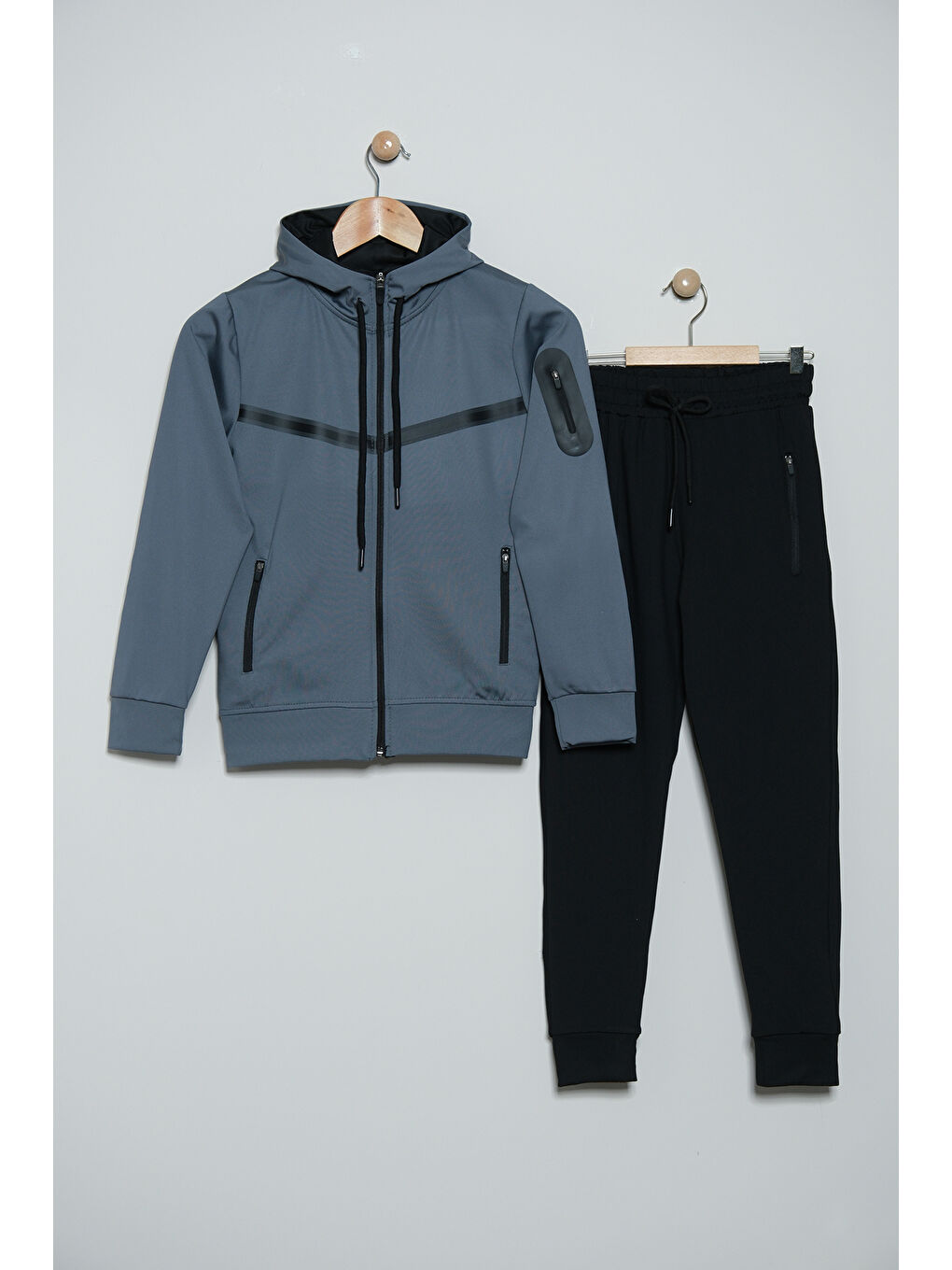 Yeşil Unısex Dalgıç Kumaş Kapüşonlu Eşofman Takımı ESF 600-5