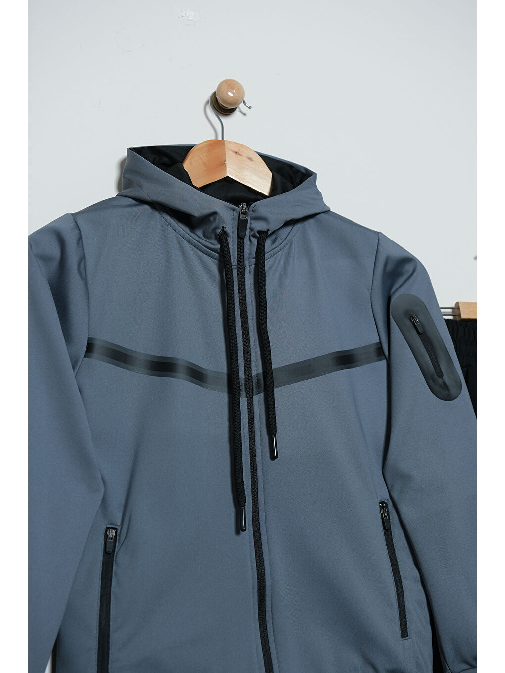 Yeşil Unısex Dalgıç Kumaş Kapüşonlu Eşofman Takımı ESF 600-7