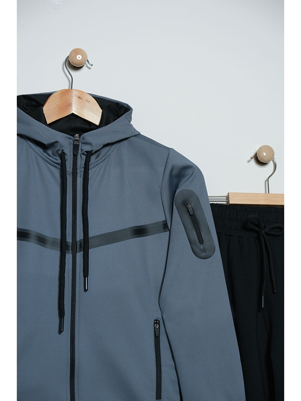 Yeşil Unısex Dalgıç Kumaş Kapüşonlu Eşofman Takımı ESF 600-8