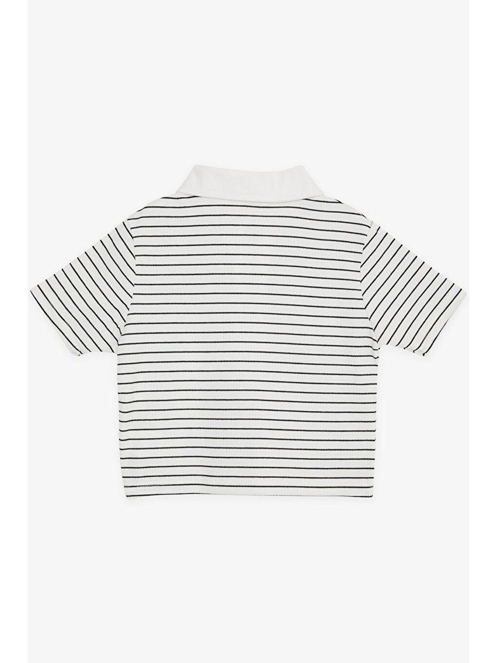 Kız Çocuk Crop Tişört Fermuarlı Çizgili Ekru (9-12 Yaş)-1