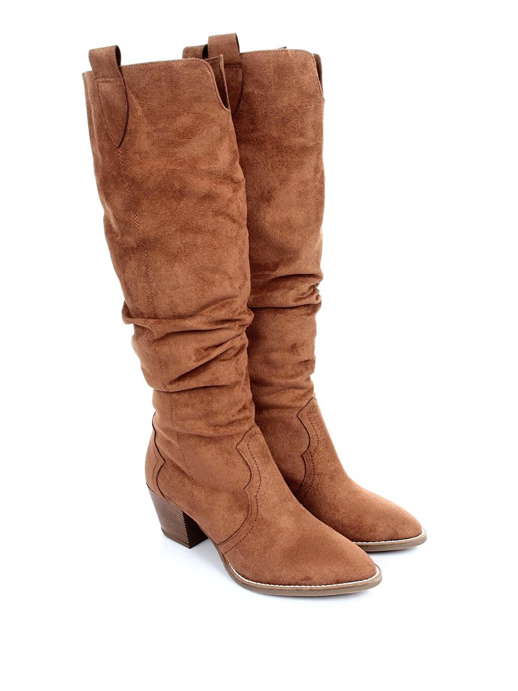 Kahverengi Sivri Burun Topuklu Körüklü Western Kovboy Günlük Kadın Çizme 32241-3