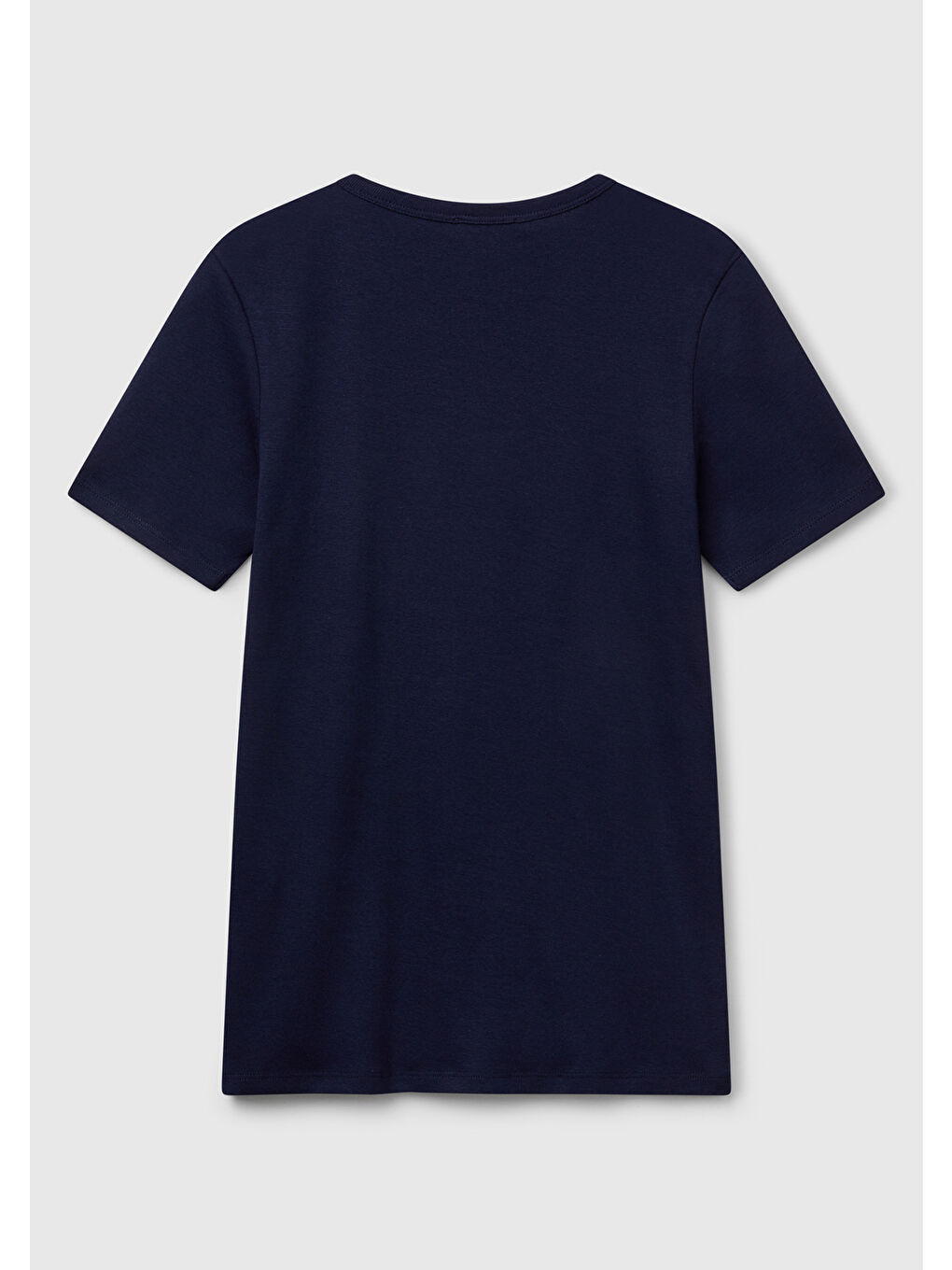 Kadın Lacivert 100 Pamuk Benetton Yazılı Basic T Shirt-3