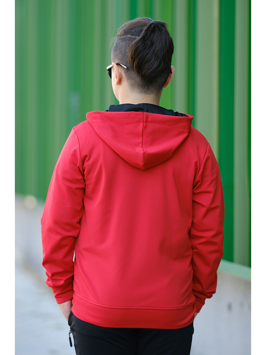 Kırmızı Unısex Dalgıç Kumaş Kapüşonlu Eşofman Takımı ESF 600-2
