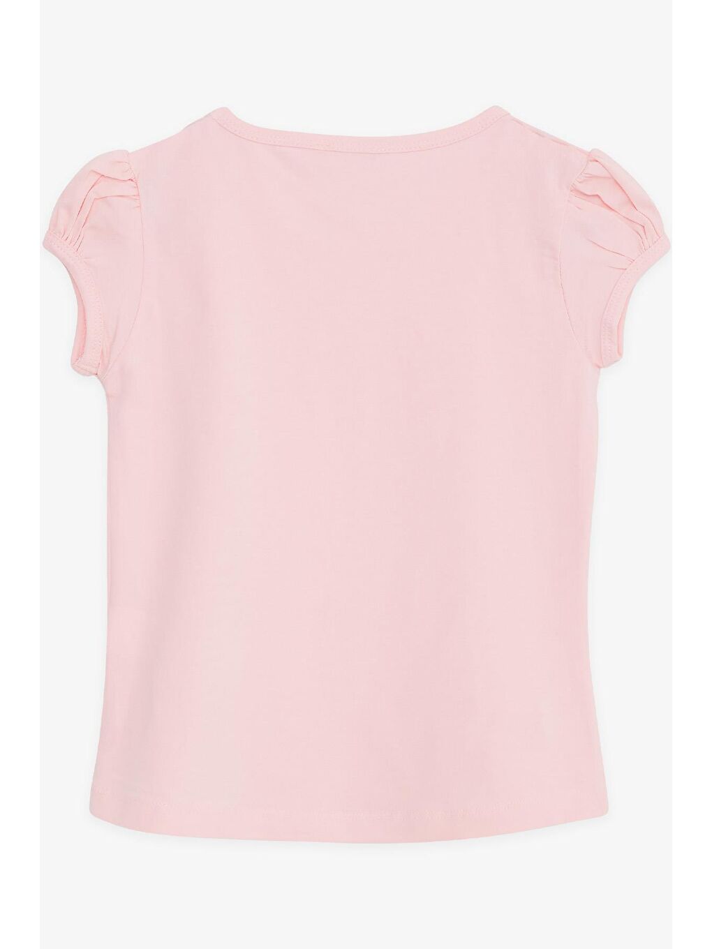 Kız Çocuk Tişört Cebi Tül Çiçek Nakışlı Pembe (4-9 Yaş)-1