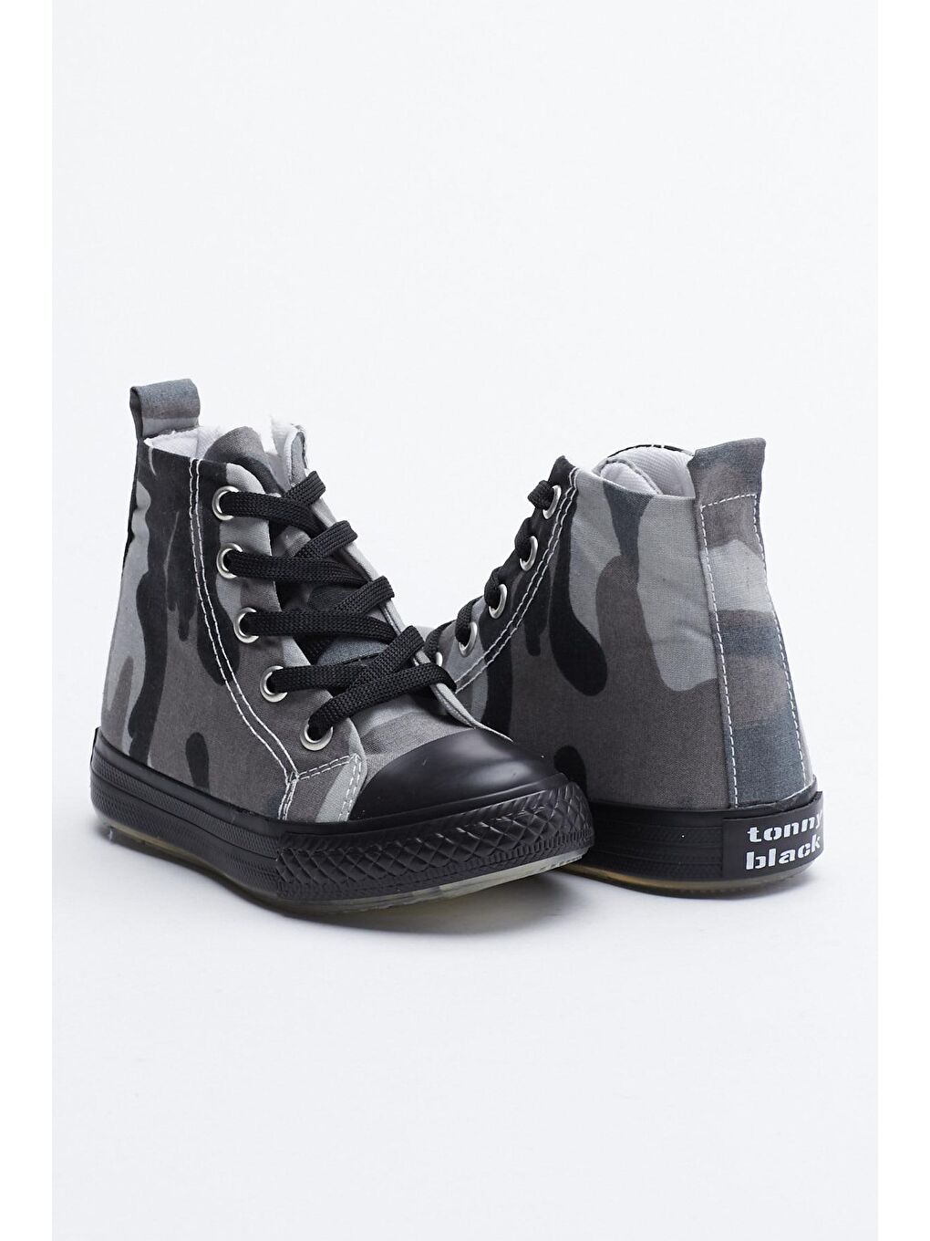 Çocuk Unisex Siyah Yeşil Işıklı Spor Ayakkabı Uzun Tb999-1