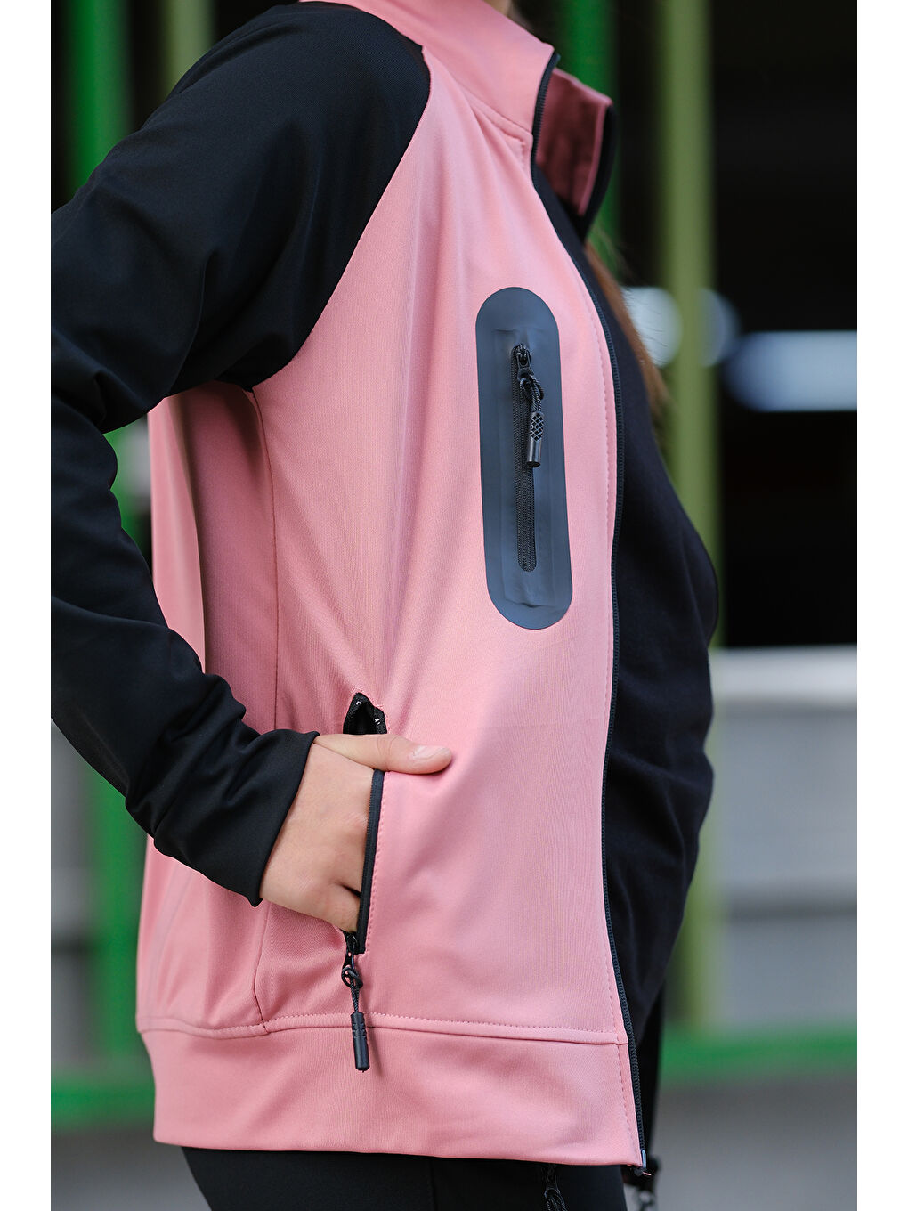 Pembe Unısex Dalgıç Kumaş Kapüşonlu Eşofman Takımı ESF 600-4