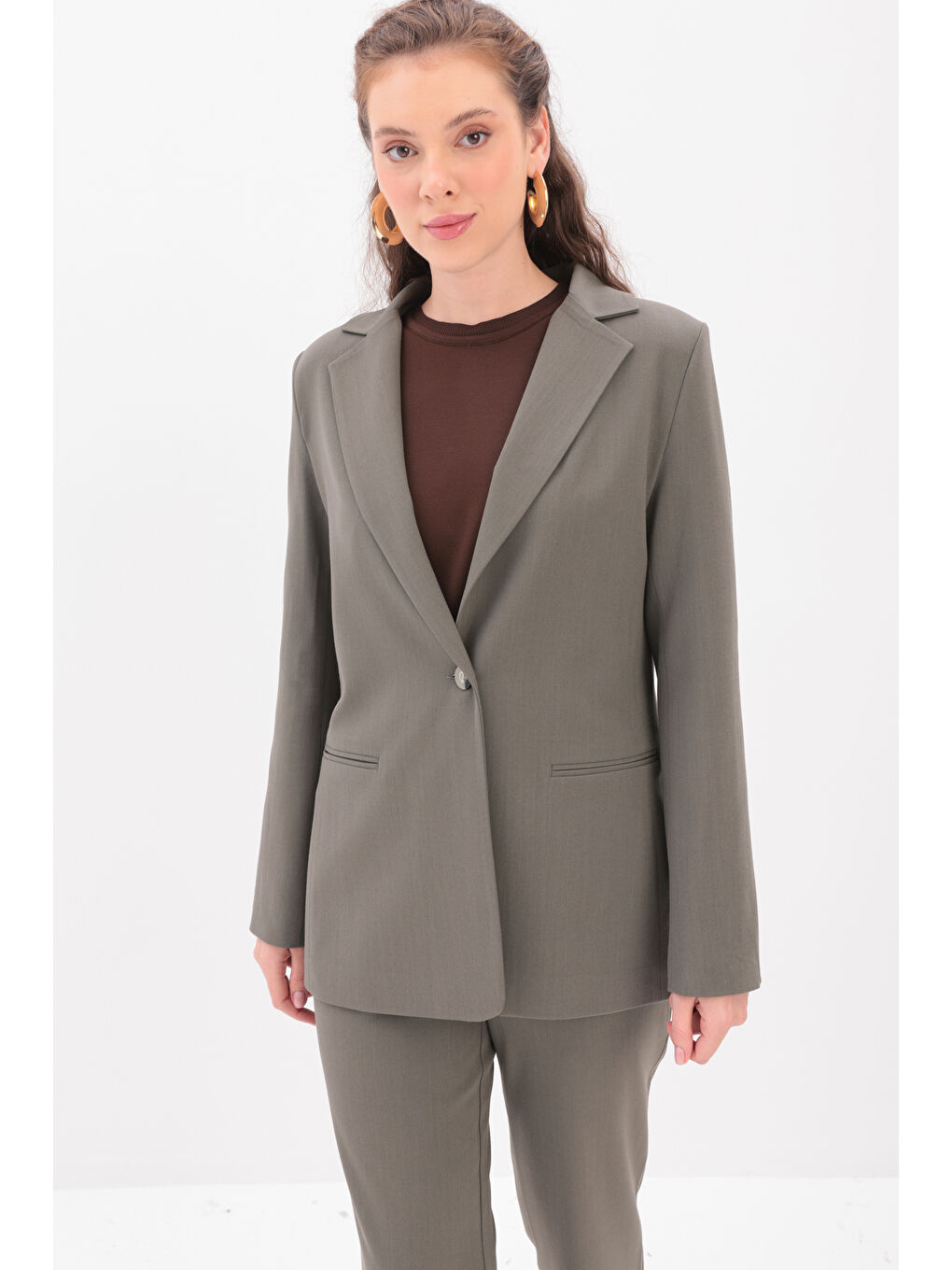 Haki Kruvaze Blazer Ceket