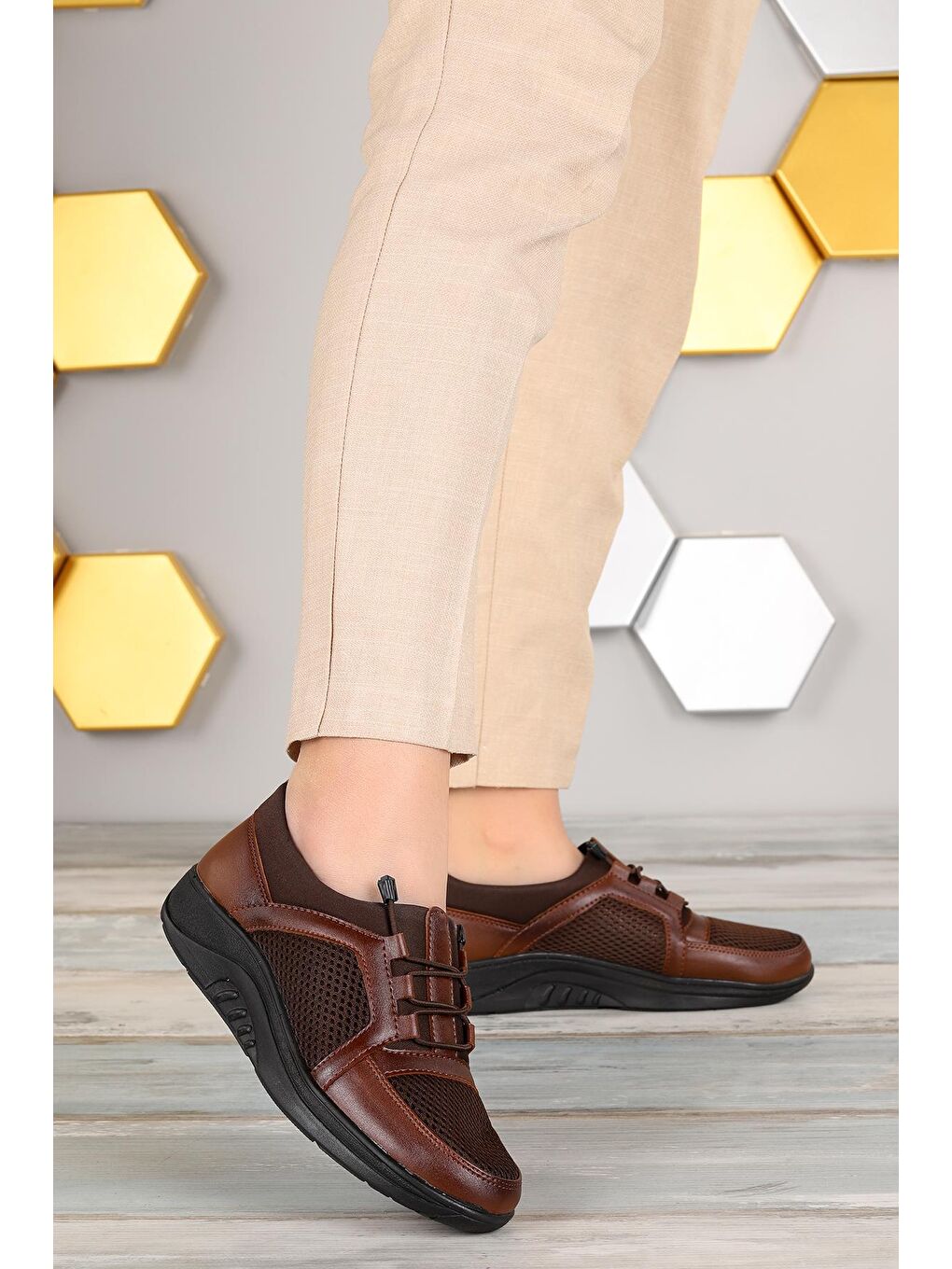 Kahverengi Rahat Konfor Özel Topuk Jeli Anne Günlük Ayakkabı  Y707