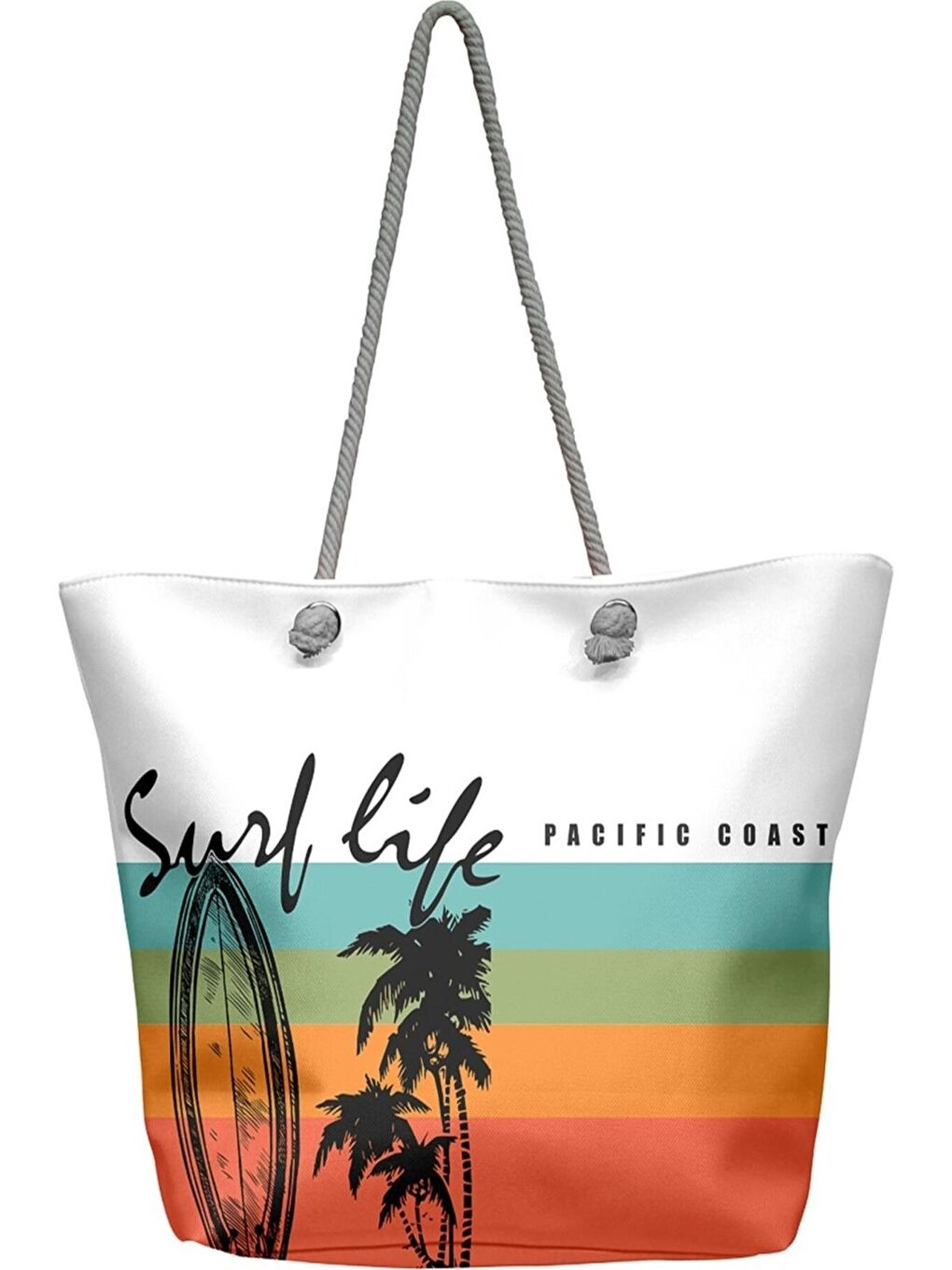 Beyaz Y1670-17 Kadın Plaj Çantası Çok Renkli-2