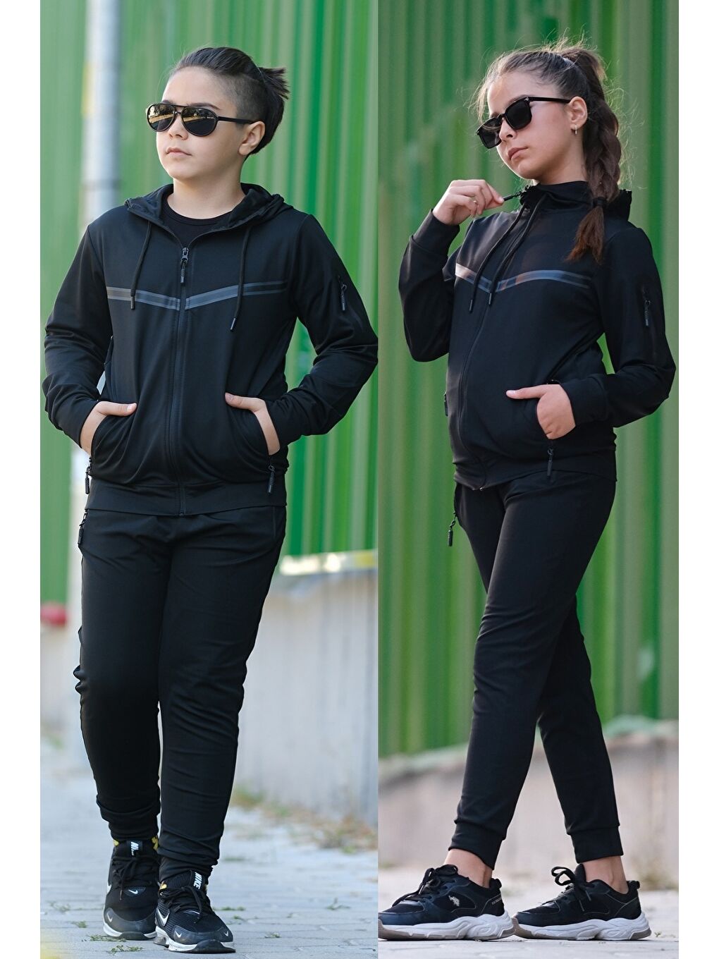 Siyah Unısex Dalgıç Kumaş Kapüşonlu Eşofman Takımı ESF 600
