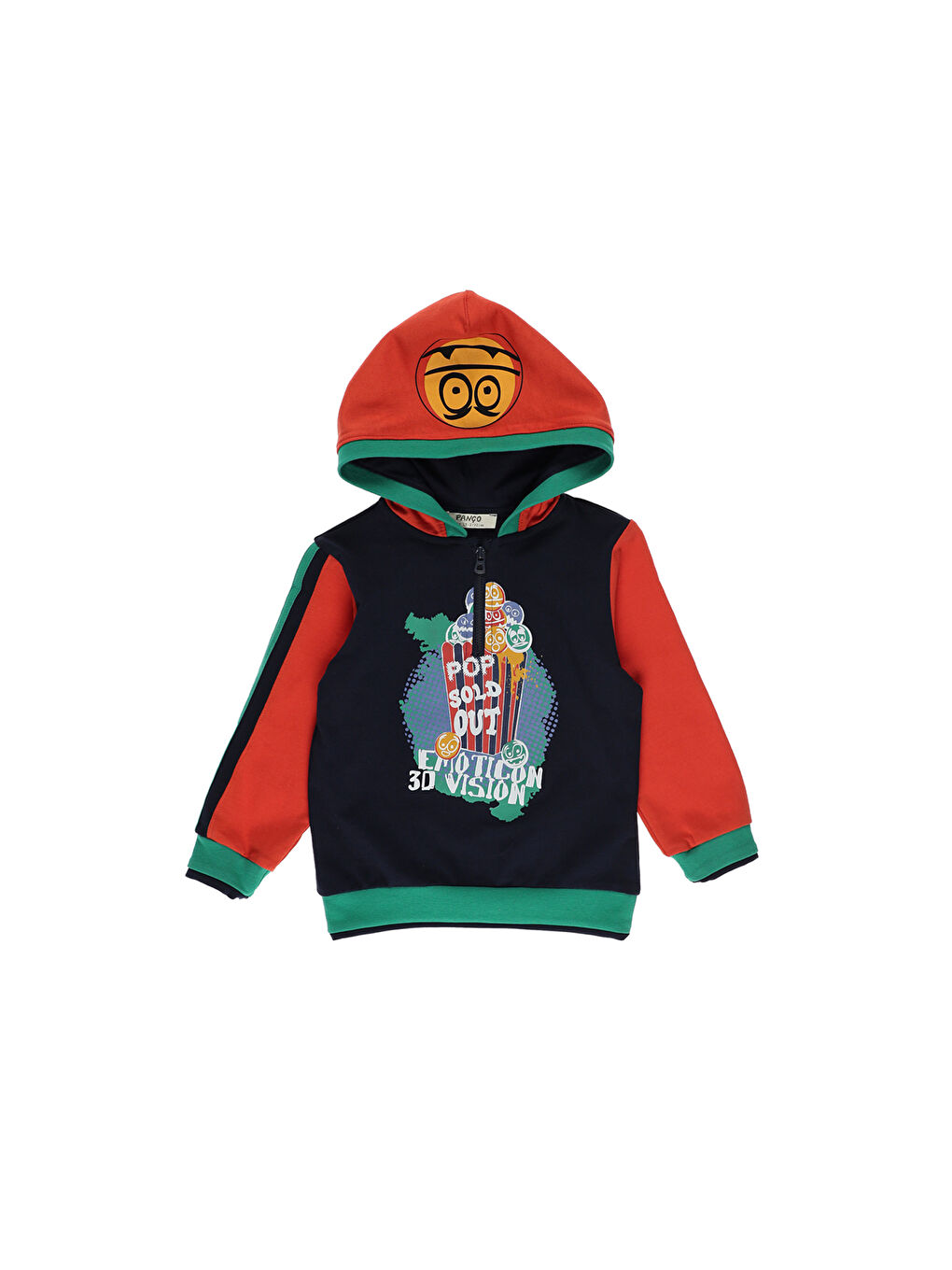 Lacivert Erkek Çocuk Baskı Detaylı Kapüşonlu Sweatshirt-2