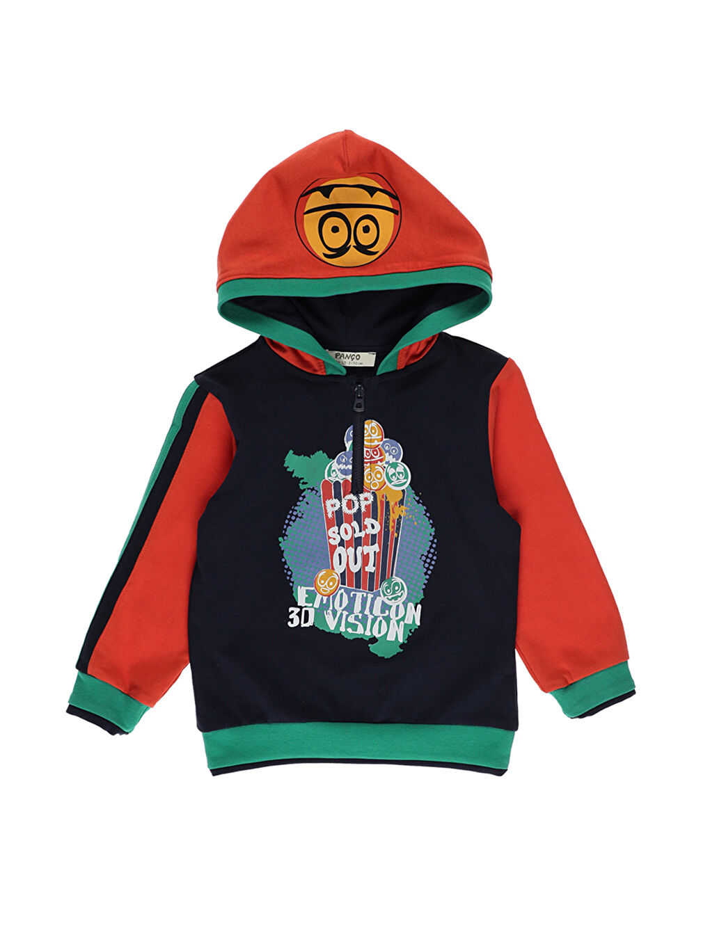 Lacivert Erkek Çocuk Baskı Detaylı Kapüşonlu Sweatshirt-3