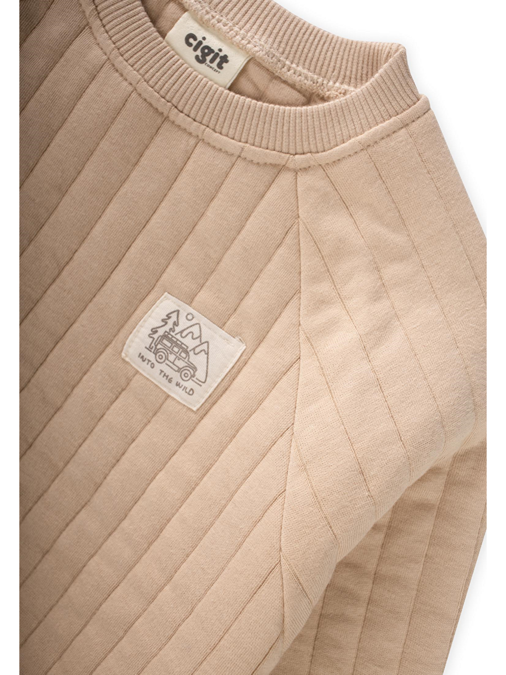Kapitone Sweatshirt Takım 1-7 Yaş Bej-2