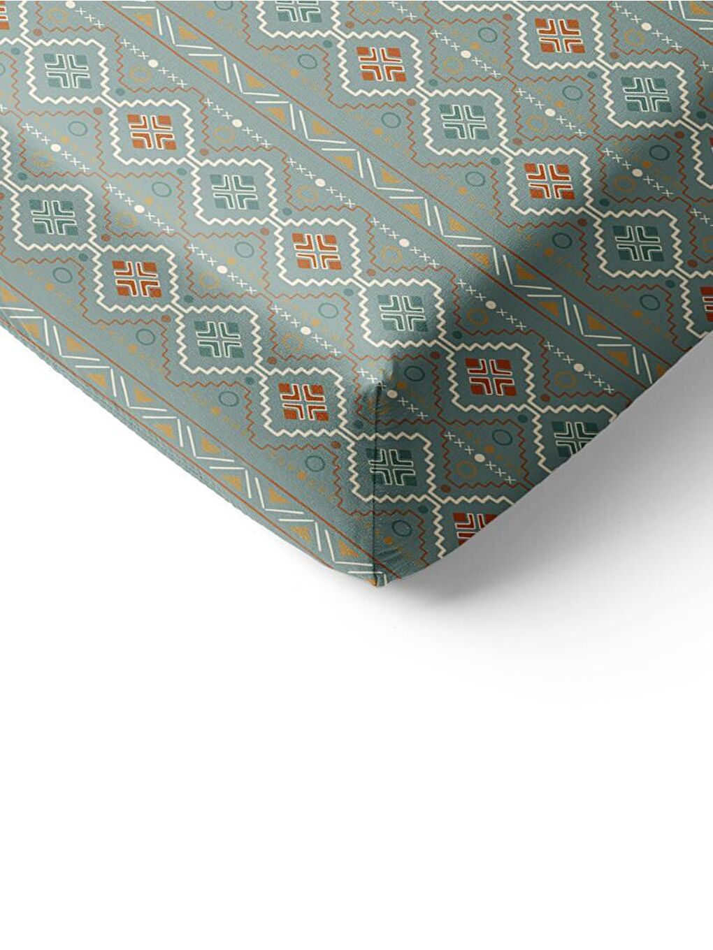 Karışık Etnik Desen Baskılı Tek Kişilik Lastikli Çarşaf Seti Renkli-1