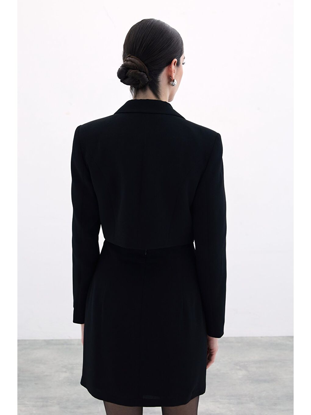 Taşlı Kısa Ceket - Siyah-7