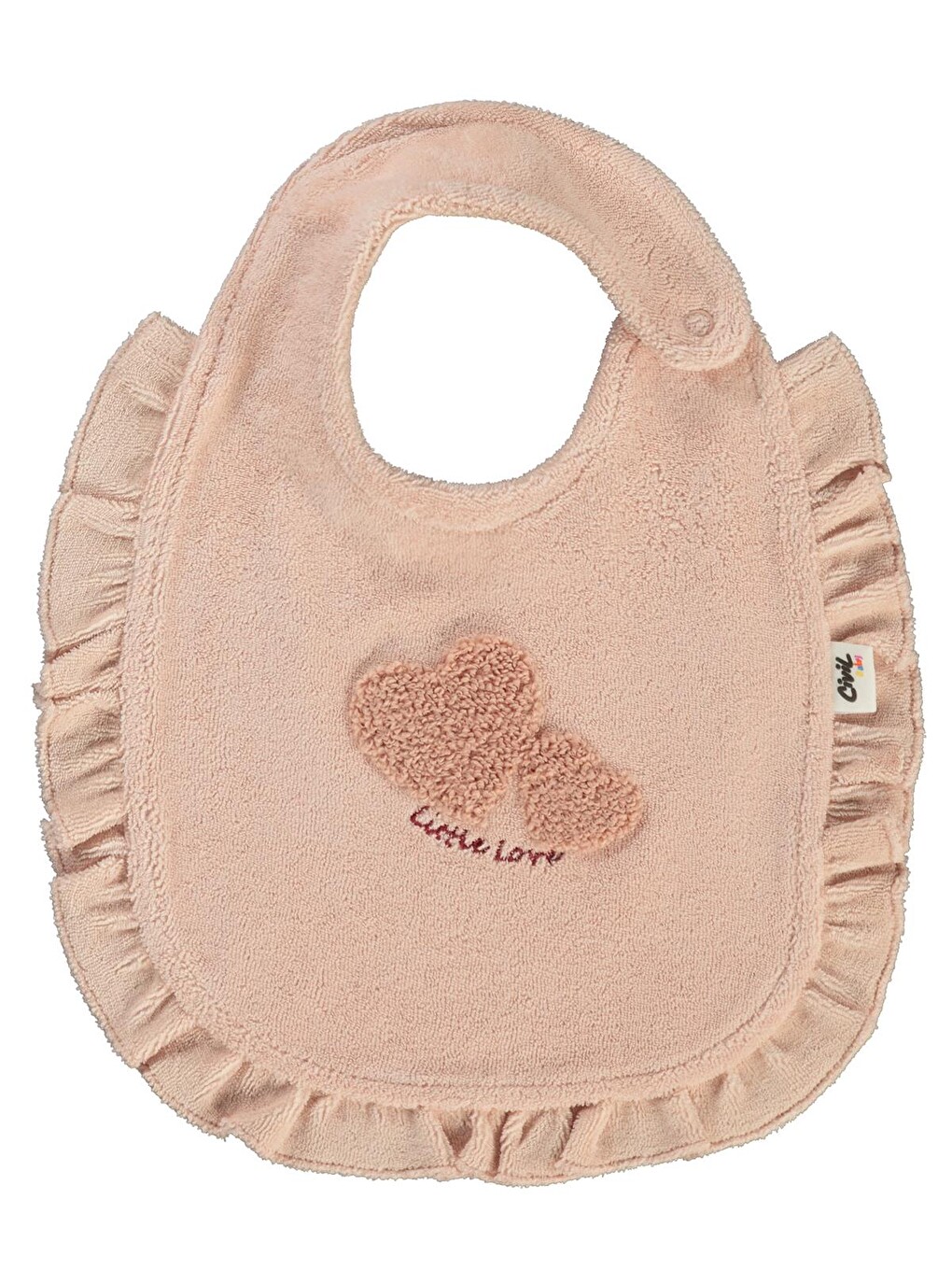 Baby Kalp Jakarlı Mama Önlüğü - Pudra Standart-1
