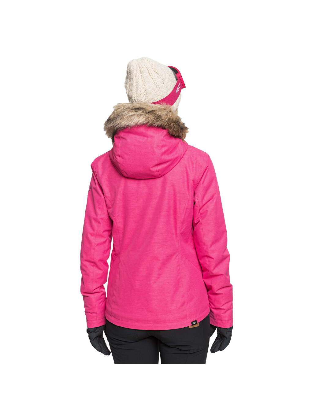 Siyah Jet Ski Solid Kadın Pembe Snowboard Ceketi-2