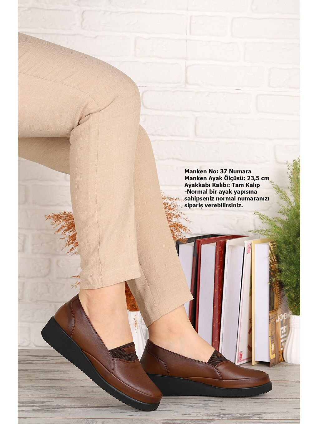 Kahverengi Rahat Konfor Özel Topuk Jeli Anne Günlük Ayakkabı Y502-2-2