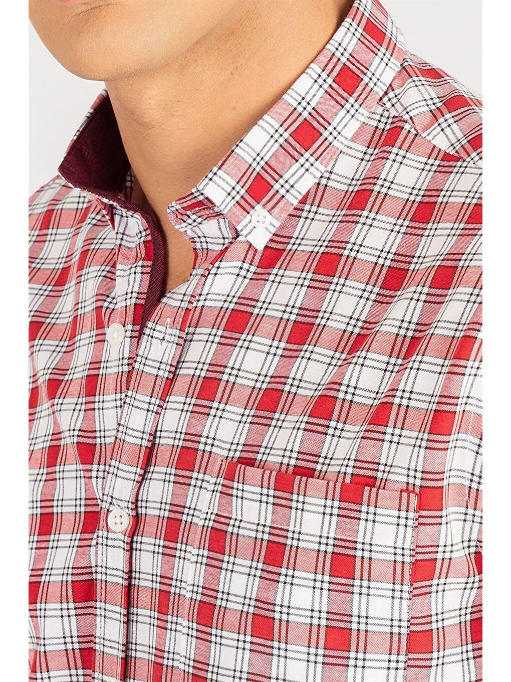 Siyah Klasik Fit Ekose Kısa Kol Erkek Gömlek-2