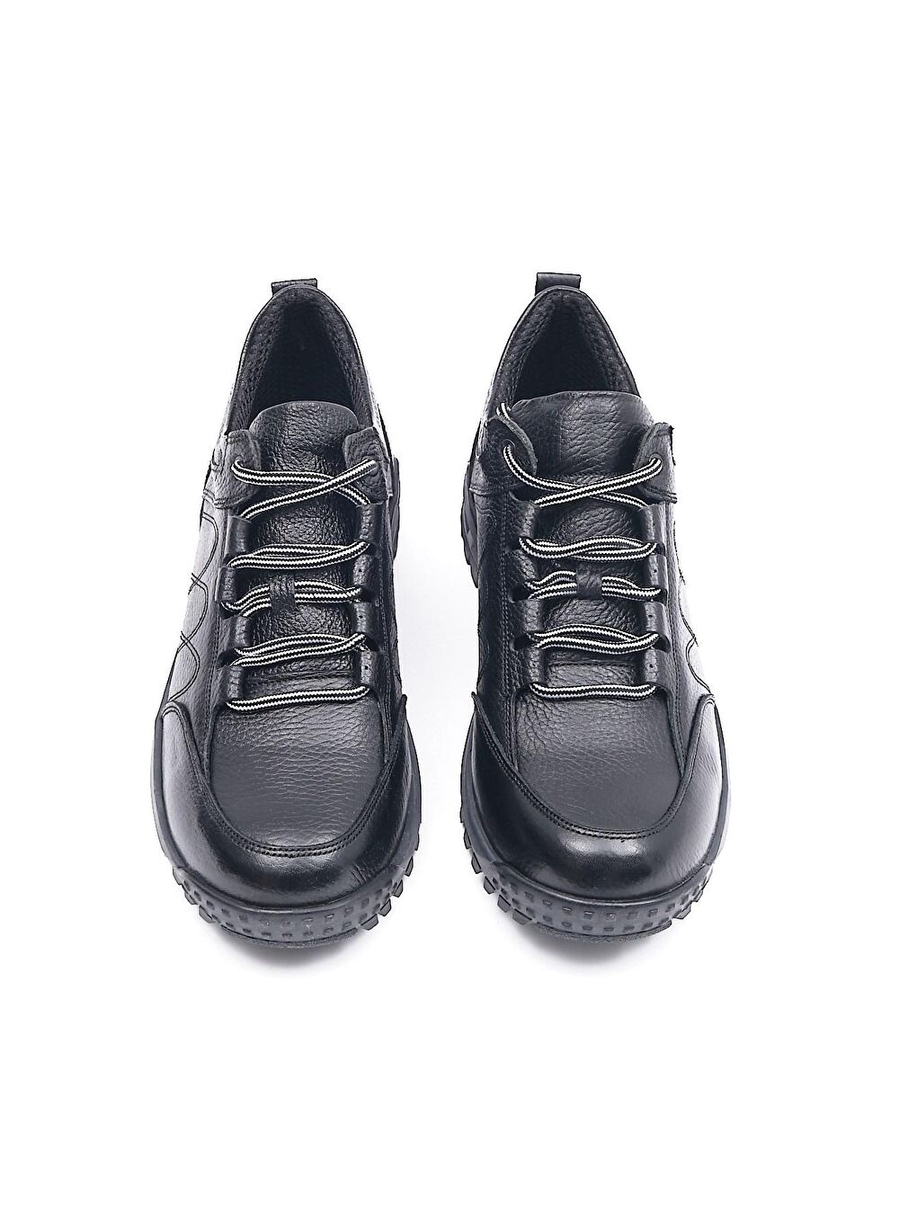 Siyah 385029 Hakiki Deri Sneaker Erkek-4