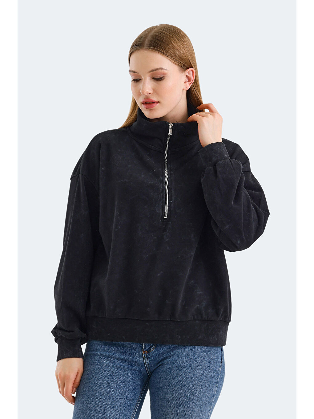 VIEWER Kadın Siyah Sweatshirt-4