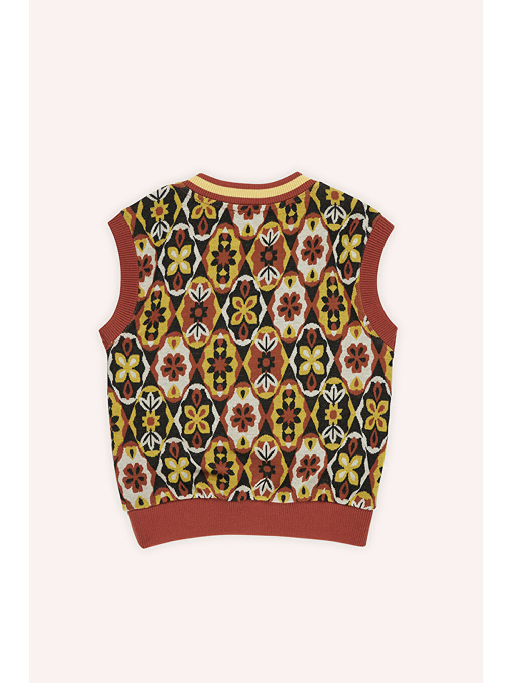 Kahverengi Kız Çocuk Desenli Kiremit Süveter-3