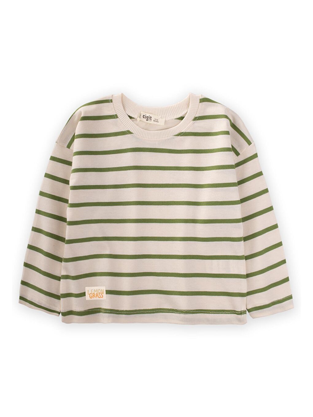 Yeşil Kız Çocuk Çizgili Sweatshirt